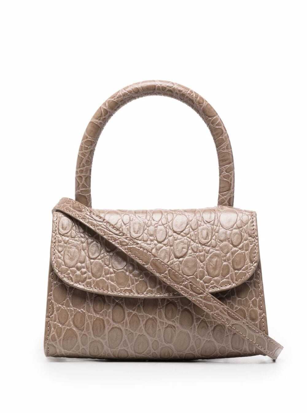 BY FAR Mini Circular Handbag In Crocodile Printed Leather