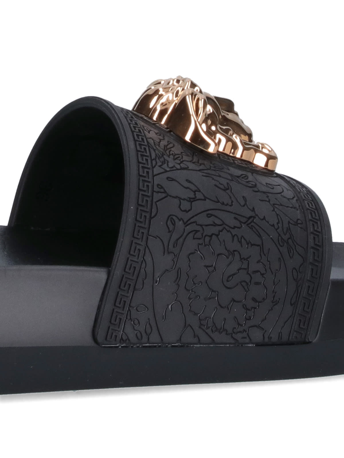 Shop Versace Palazzo Slides In Black