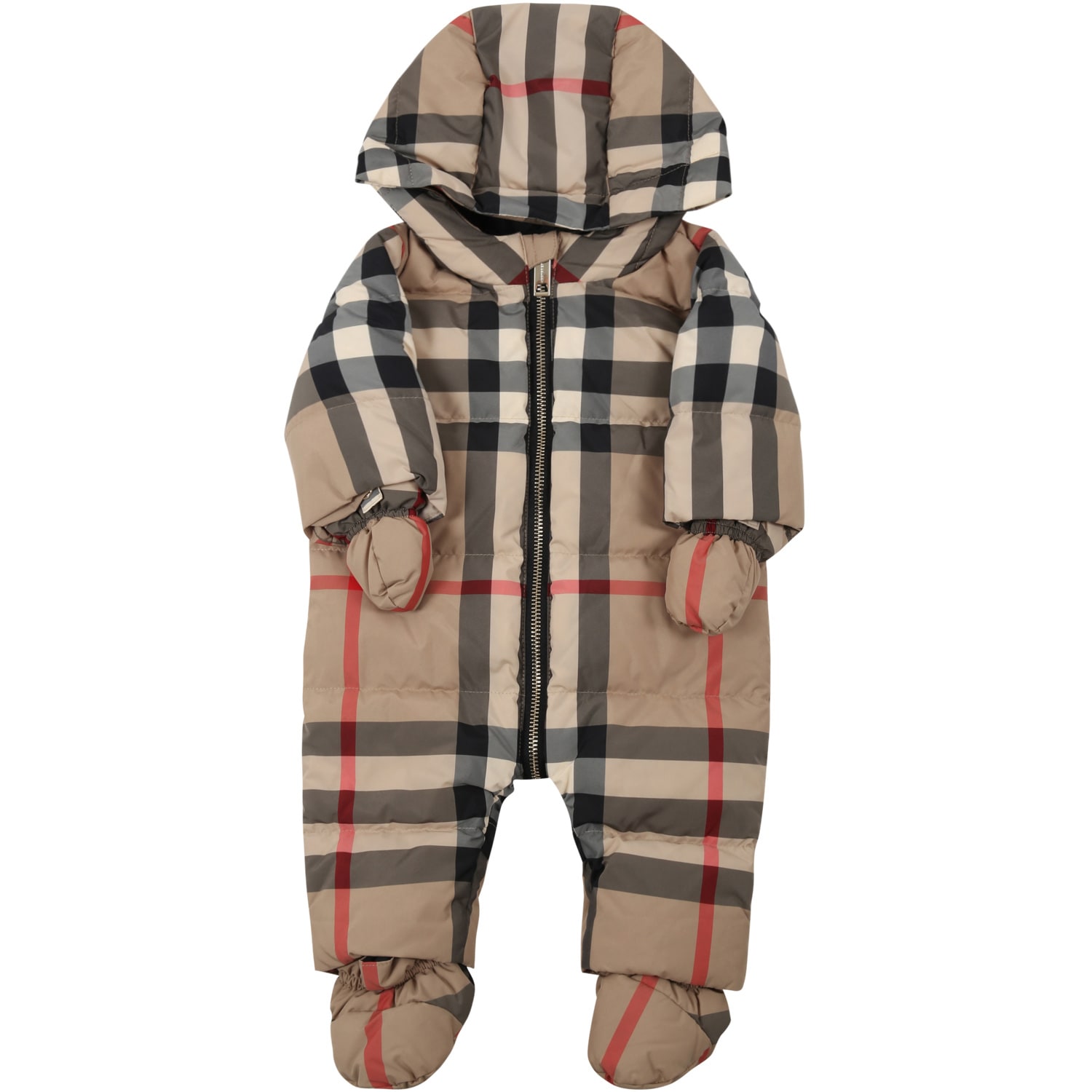Burberry Beige Jumpusit For Babykids With Vintage Check
