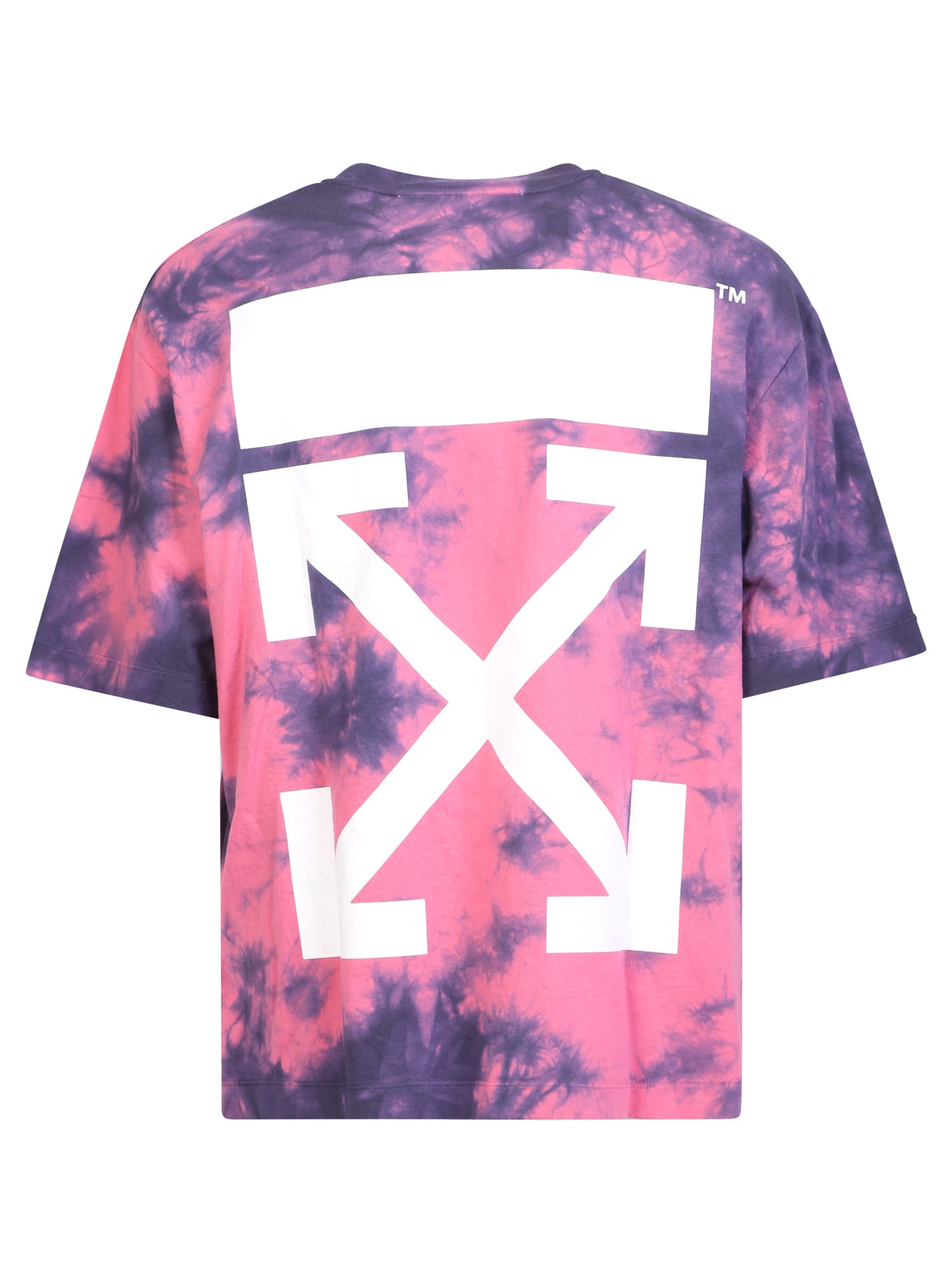 Shop Off-white Arrow Motif And Tie Dye Pattern T-shirt In Pink