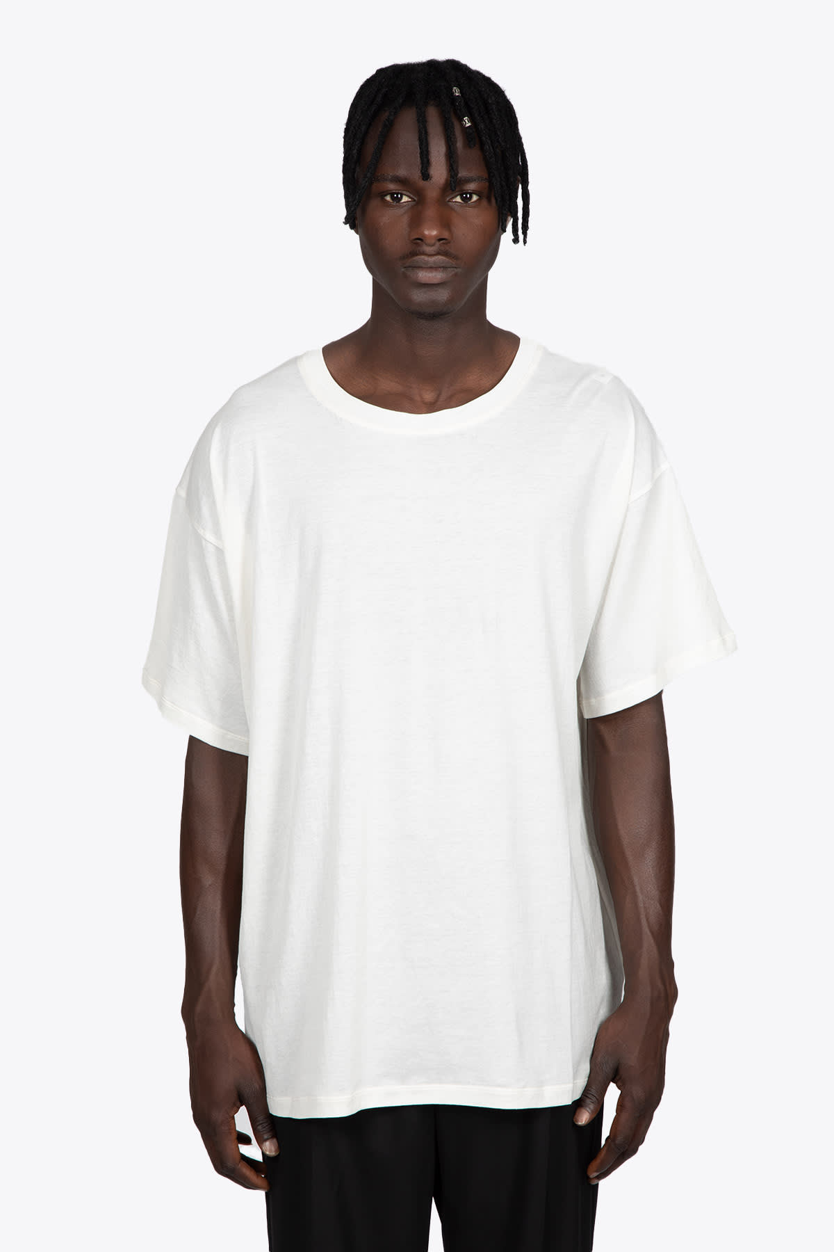 Laneus Girocollo M/c Over Off-white cotton oversized t-shirt