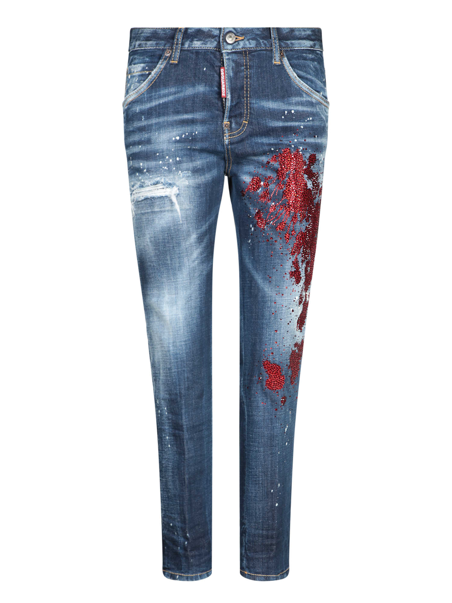 Shop Dsquared2 Cool Girl Jeans With Red Details In Blue