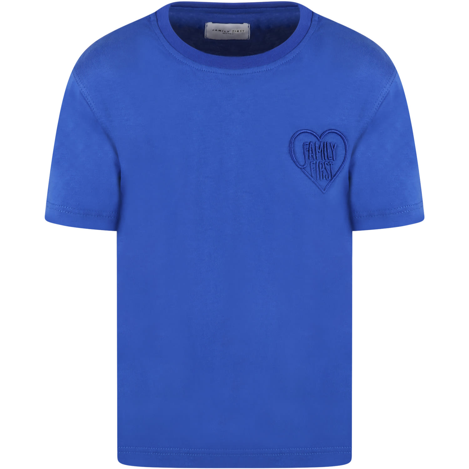 Family First Milano Blue T-shirt For Kids With Heart