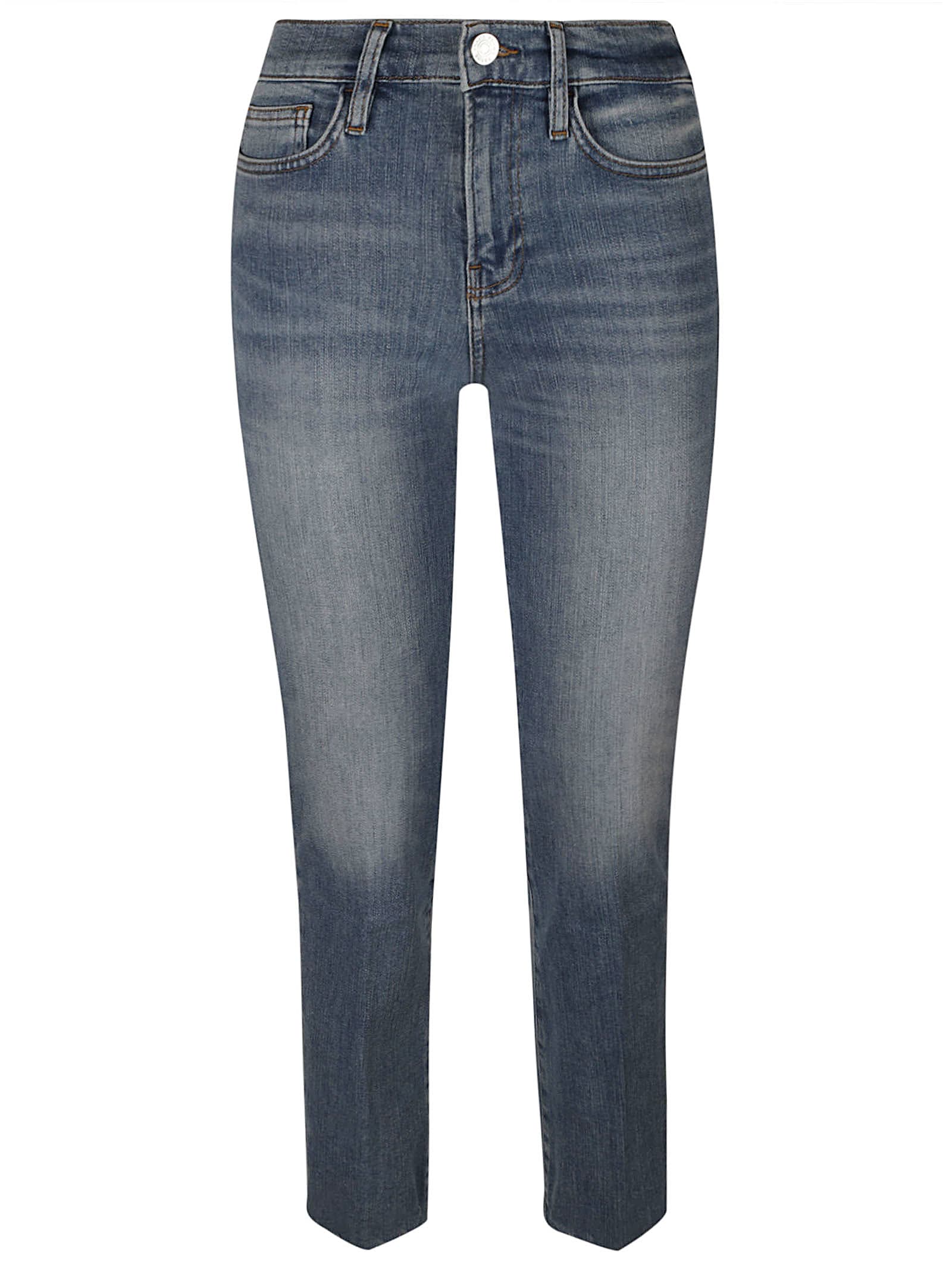 Frame High Waist Straight Jeans In Wavey Modern Chew