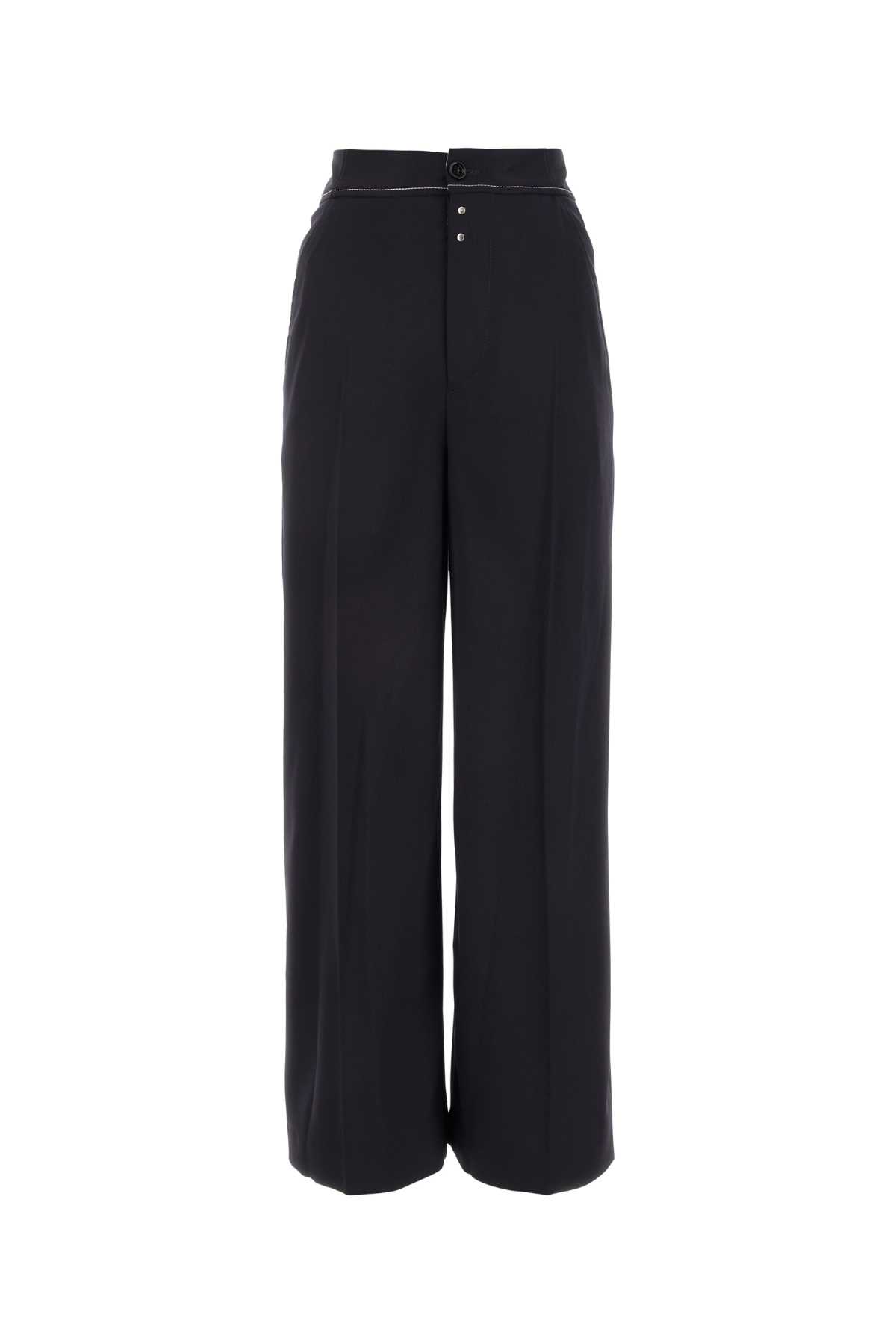 Midnight Blue Stretch Polyester Blend Wide-leg Pant