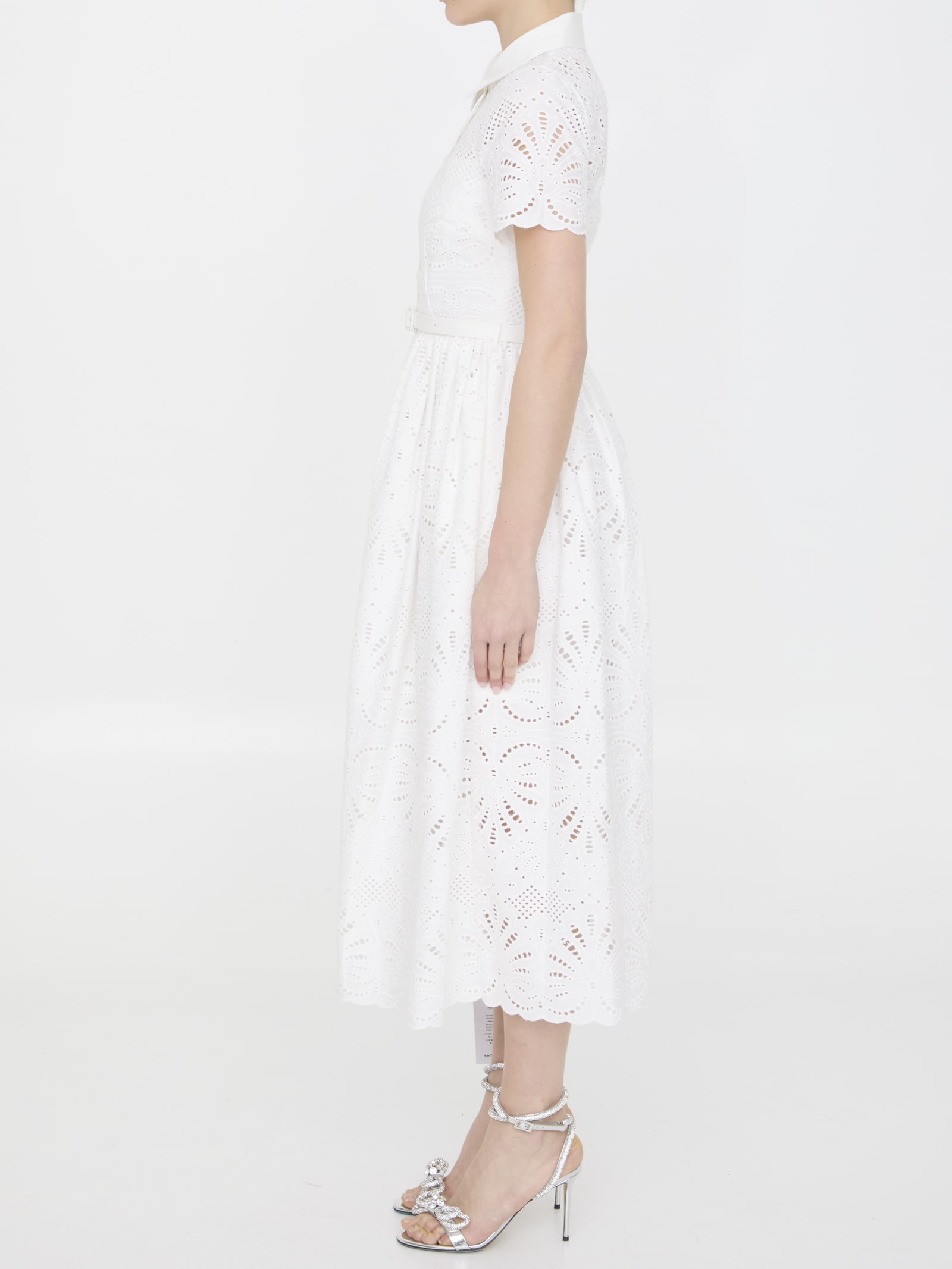 Shop Self-portrait Midi Dress In Sangallo Lace In White