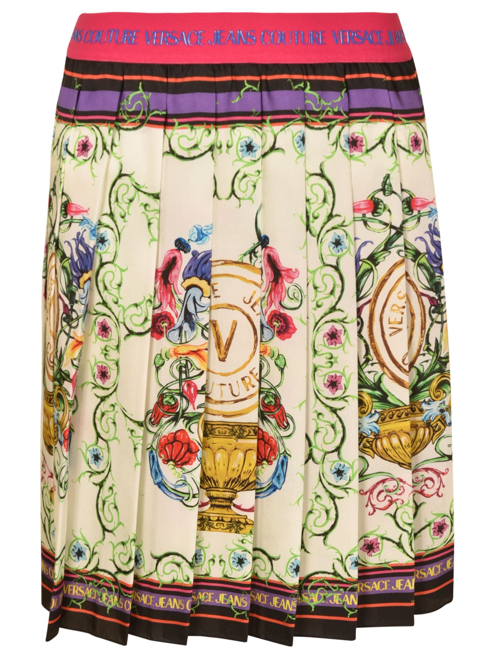 VERSACE JEANS COUTURE GARDEN V EMBLEM TWILL SKIRT