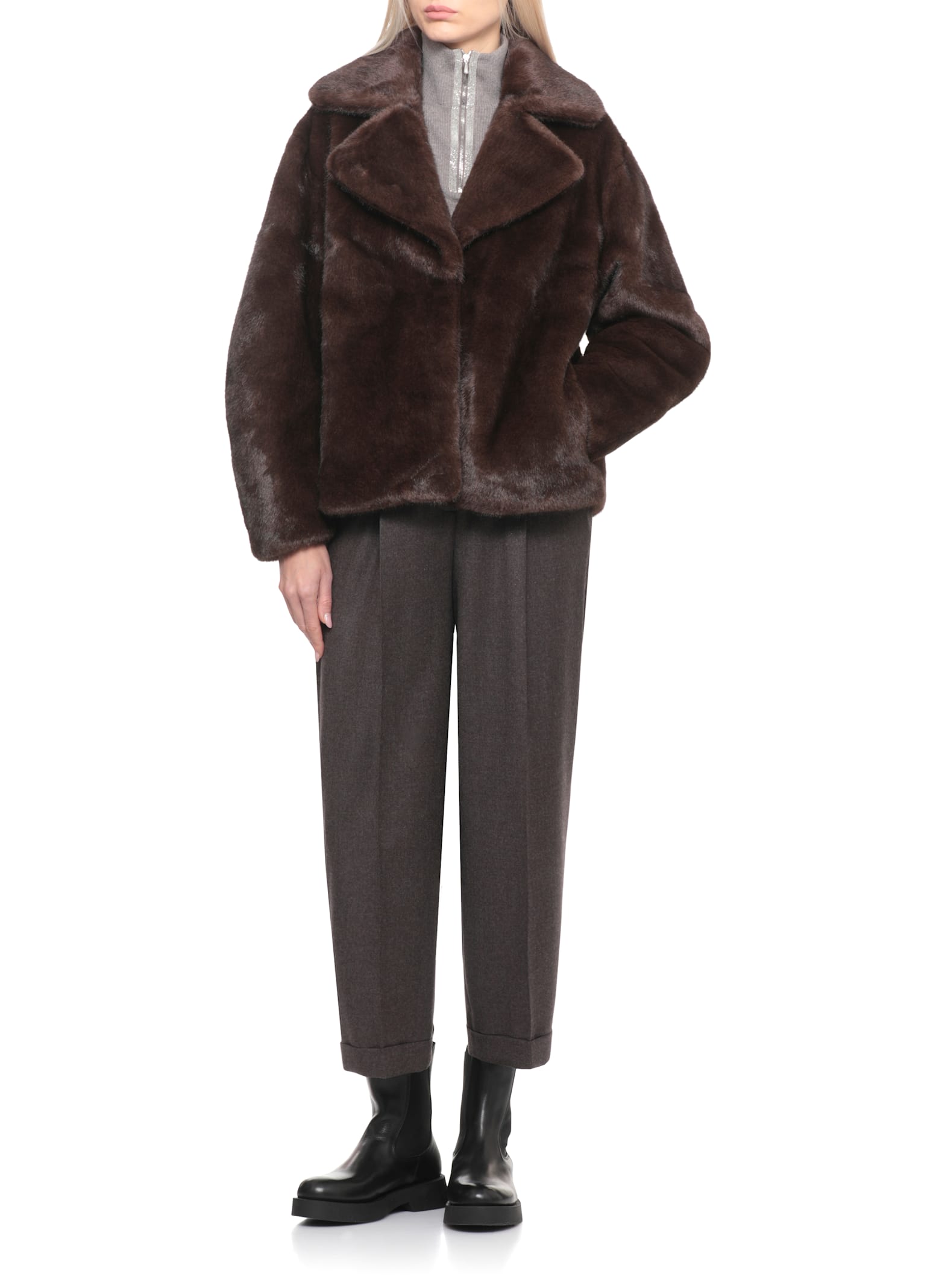 Betta Corradi Synth Fur Coat In Brown