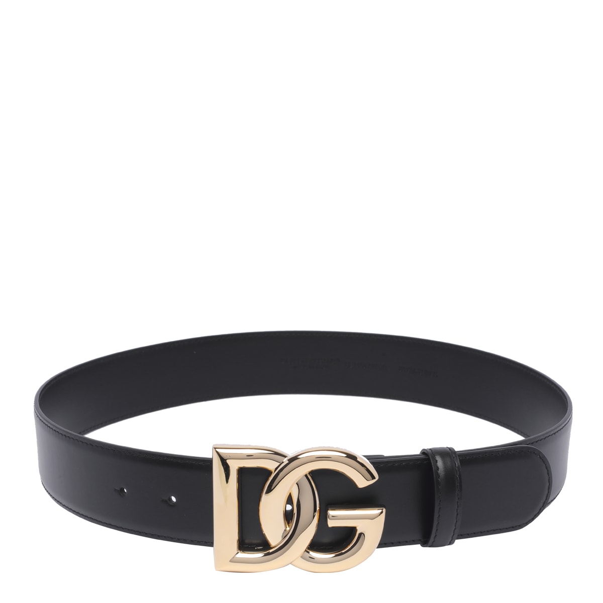 Shop Dolce & Gabbana Dg Logo Leather Belt In Black