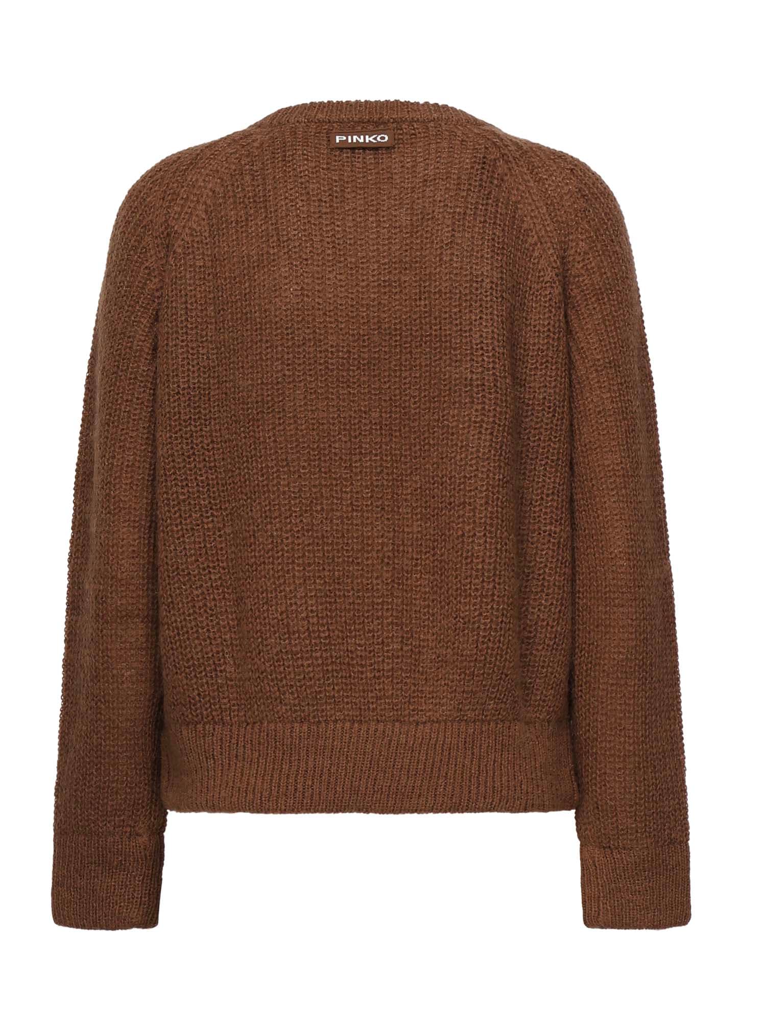 Pinko Crew-neck Long-sleeve Sweater In Brown