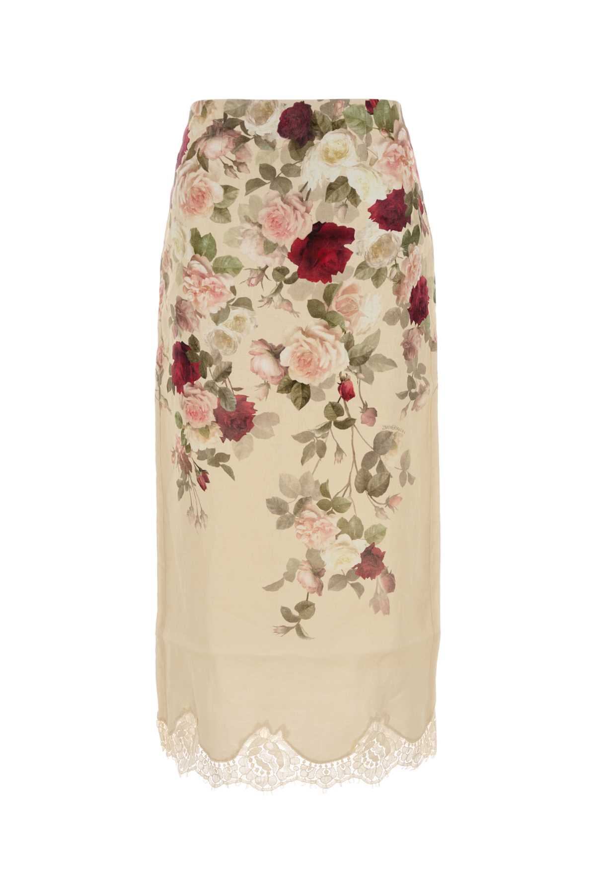 Zimmermann Cream Cascade Print Hypnotic Pencil Skirt In Multi