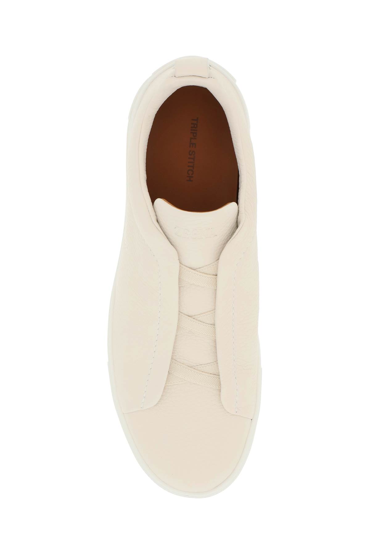 Shop Zegna Triple Stitch Slip-on Sneakers In Pan