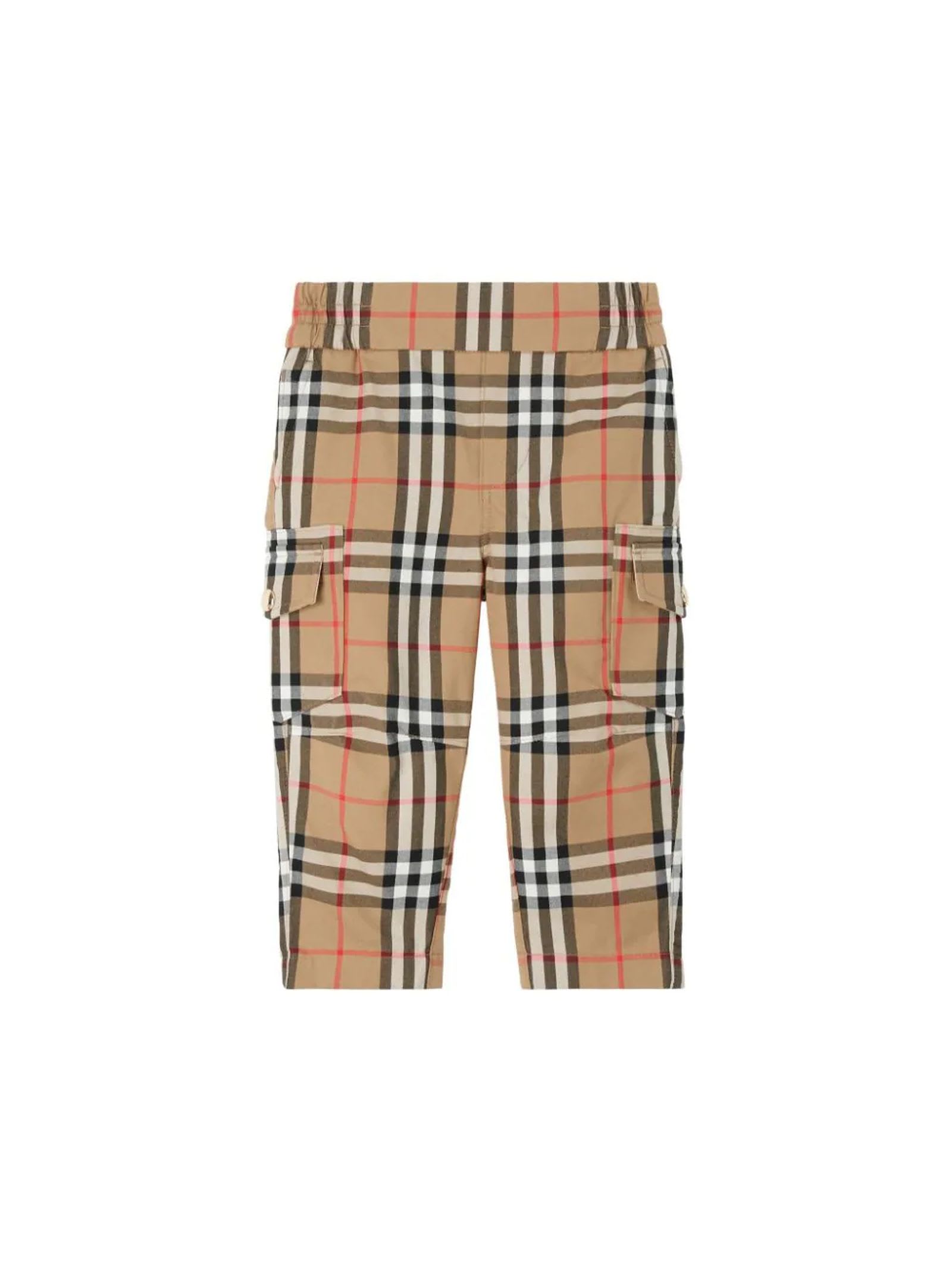 BURBERRY CHECK COTTON TROUSERS