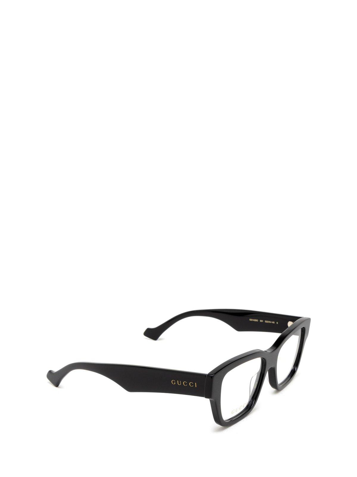 Shop Gucci Rectangle Frame Glasses In 001 Black Black Transpare