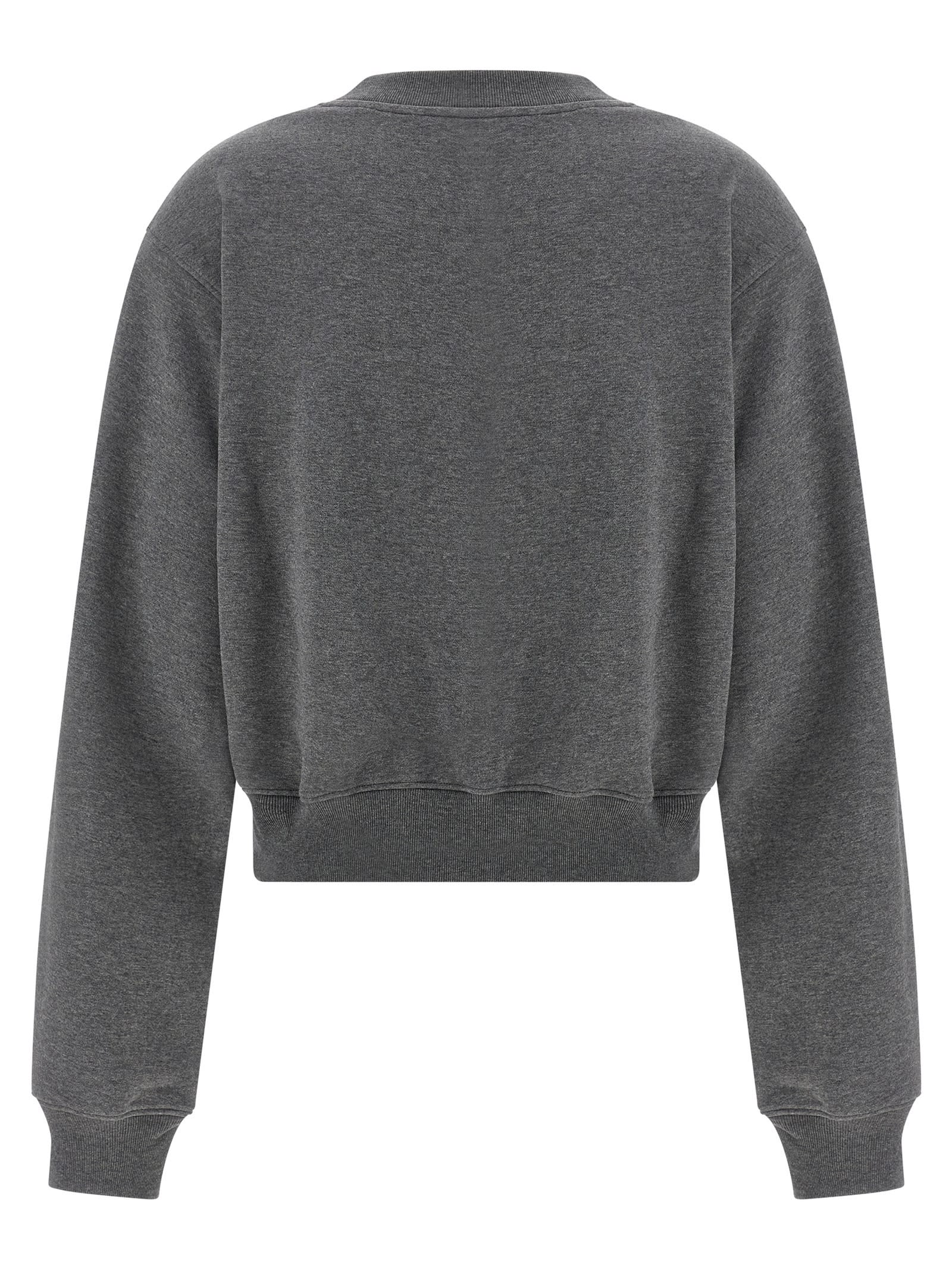 Moschino Ribbed Knitwear With Crew Neck And Graphic Print In Gray