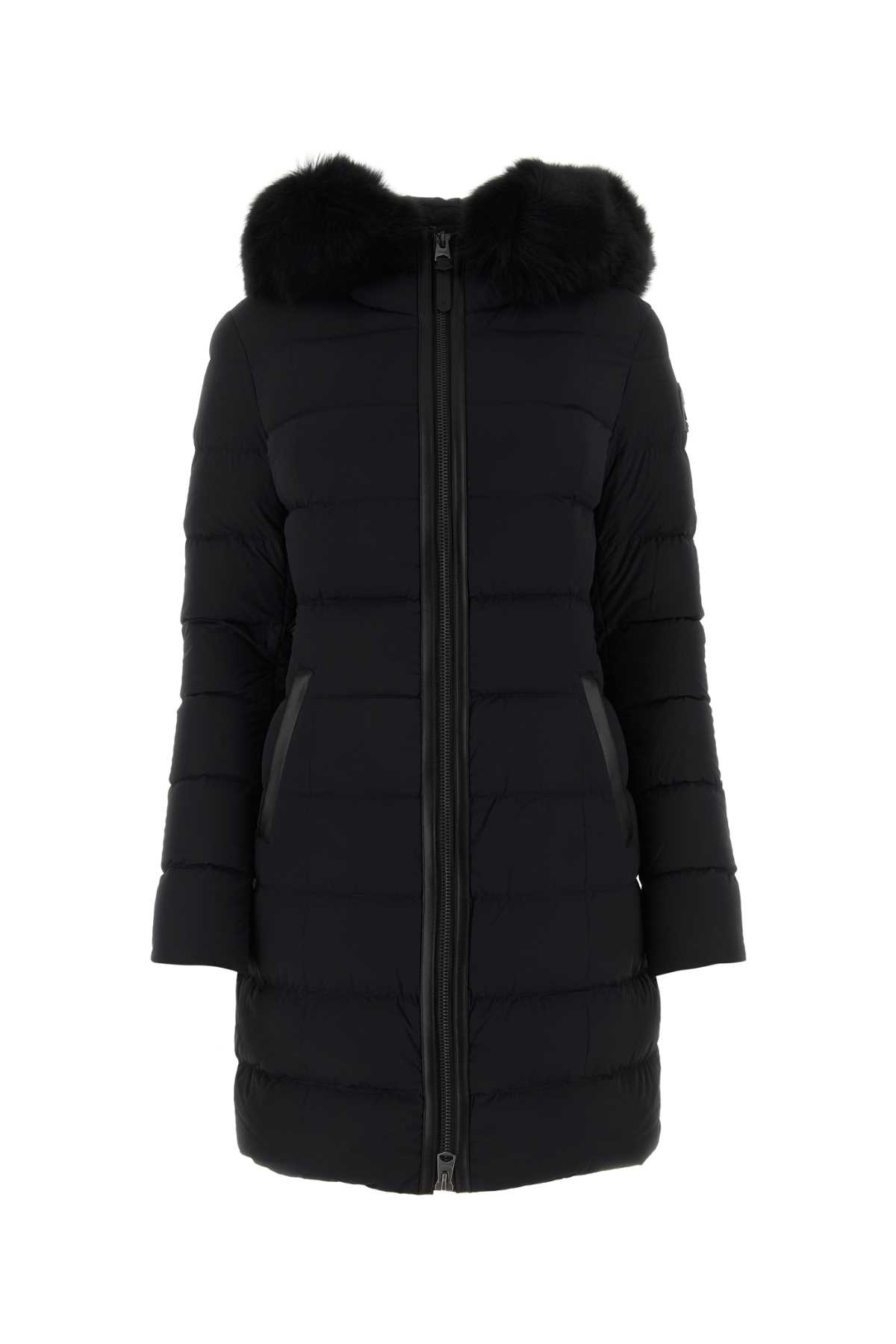 Black Stretch Nylon Down Jacket