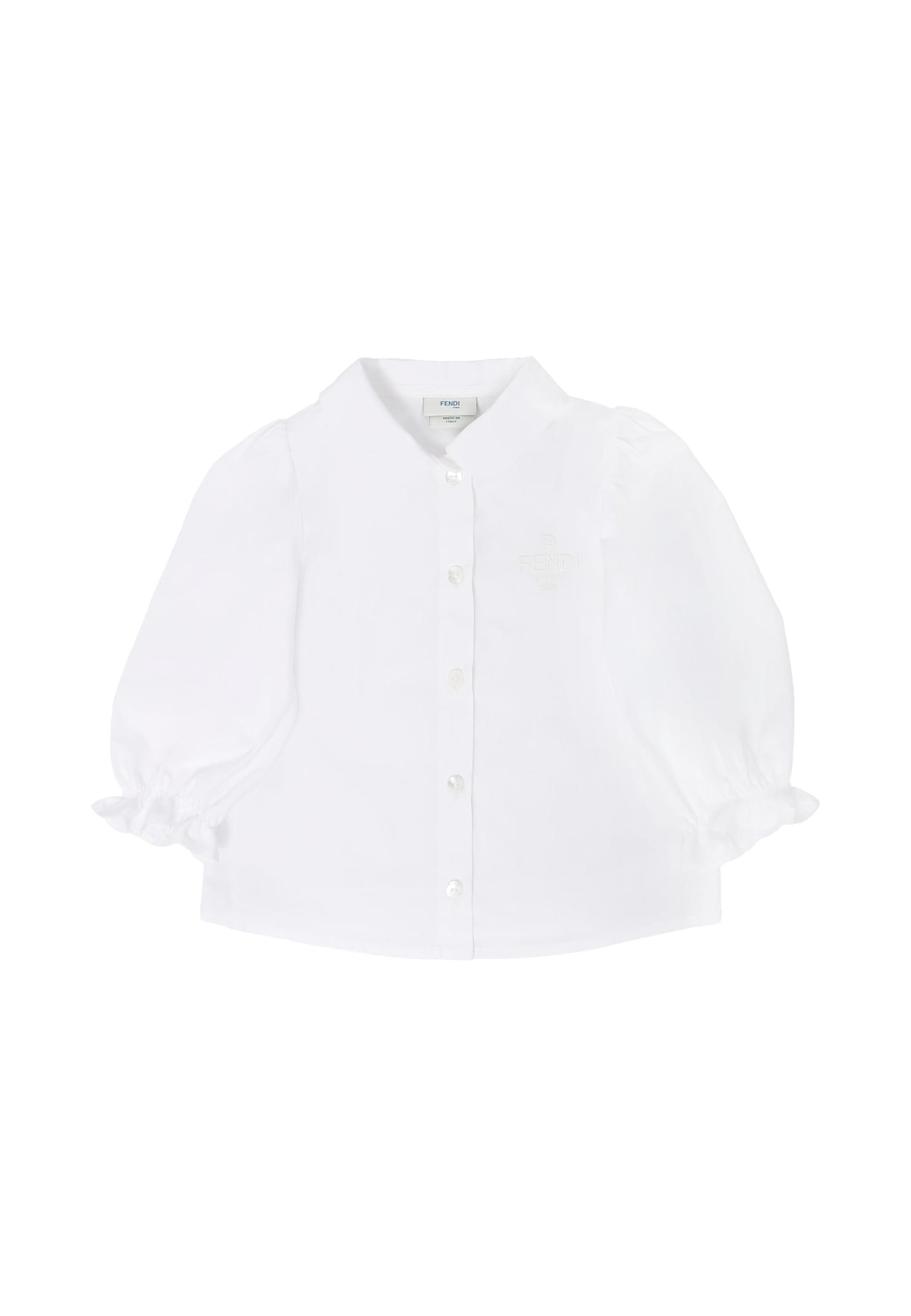 Fendi Long Sleeved Shirt For Baby Girl In White