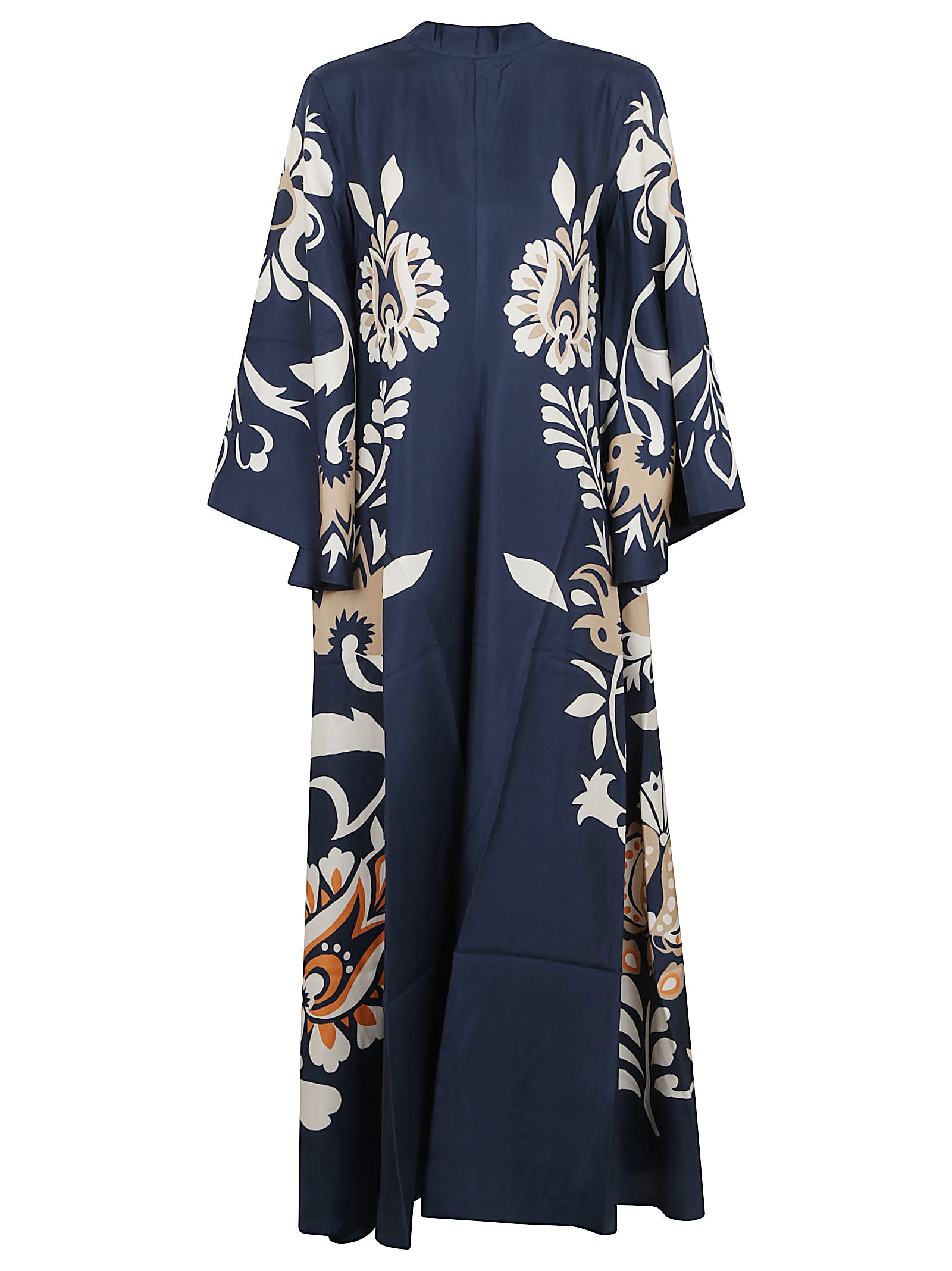 La Doublej Scarf-detailed Printed Silk-twill Maxi Dress In Blue
