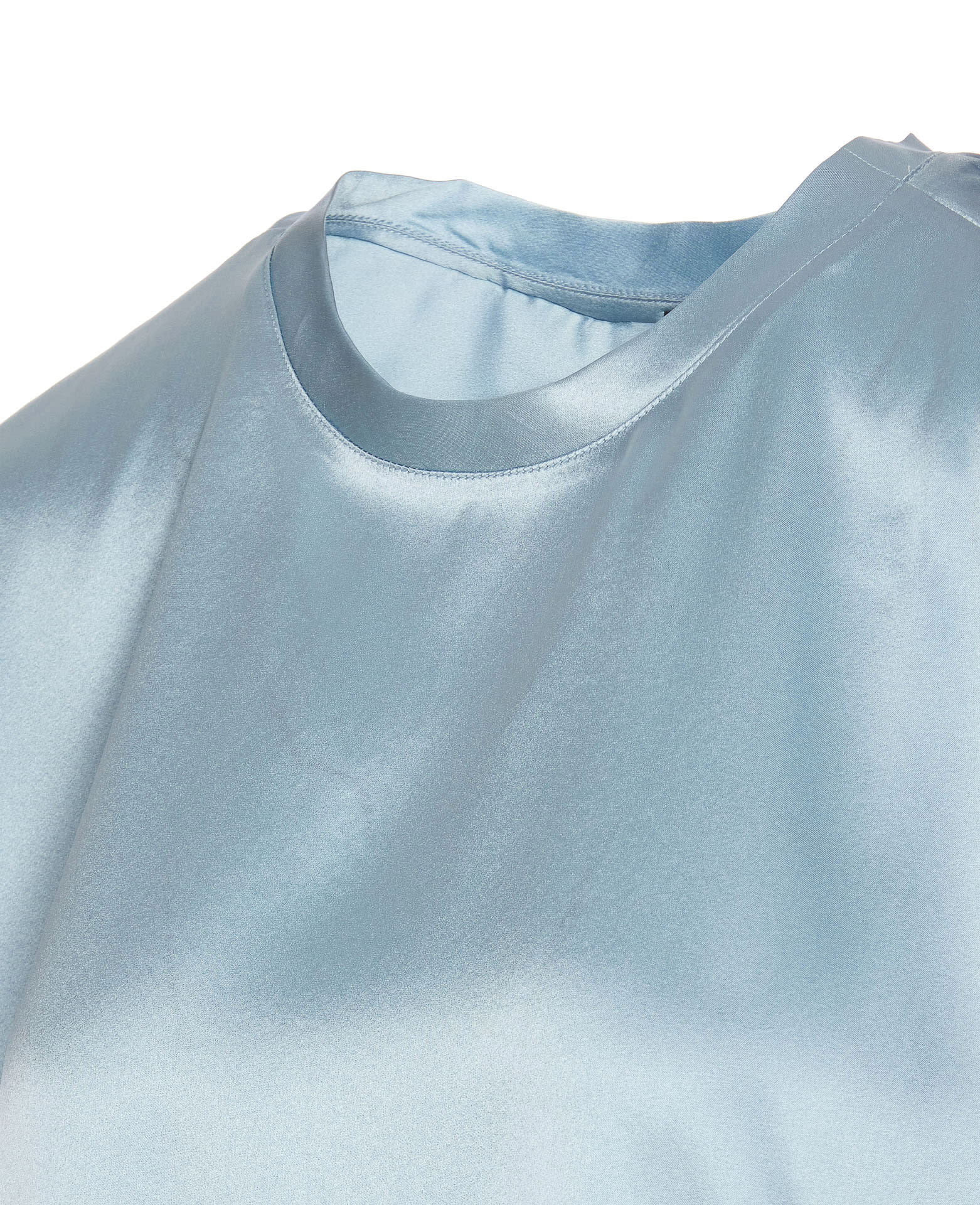 Pinko Crewneck Satin Finish Round Neck Top In Blue