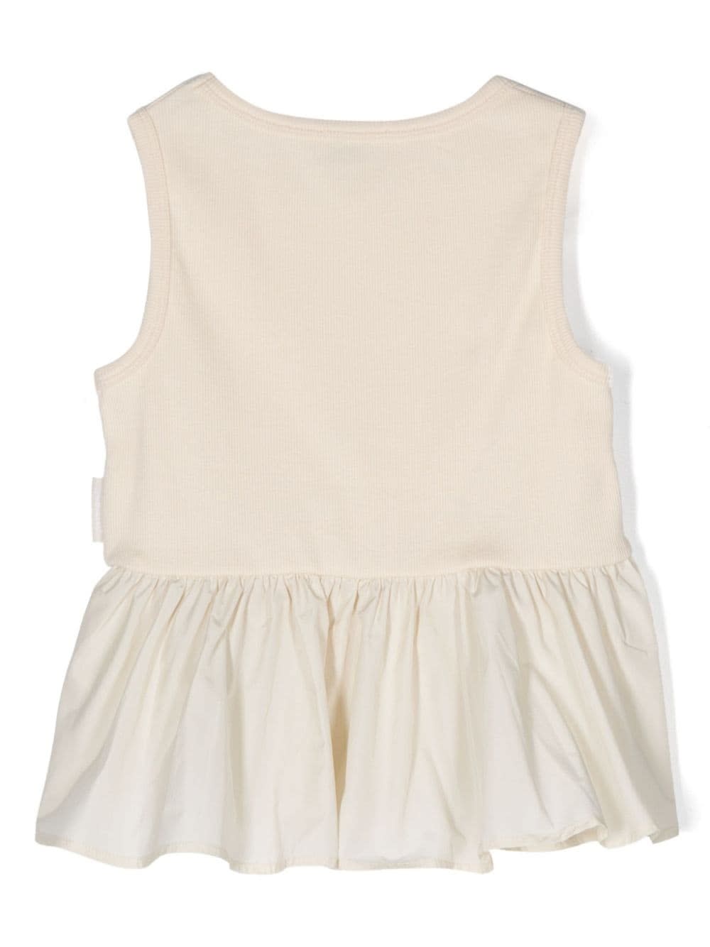Shop Moncler Ivory Peplum Top With Logo In White