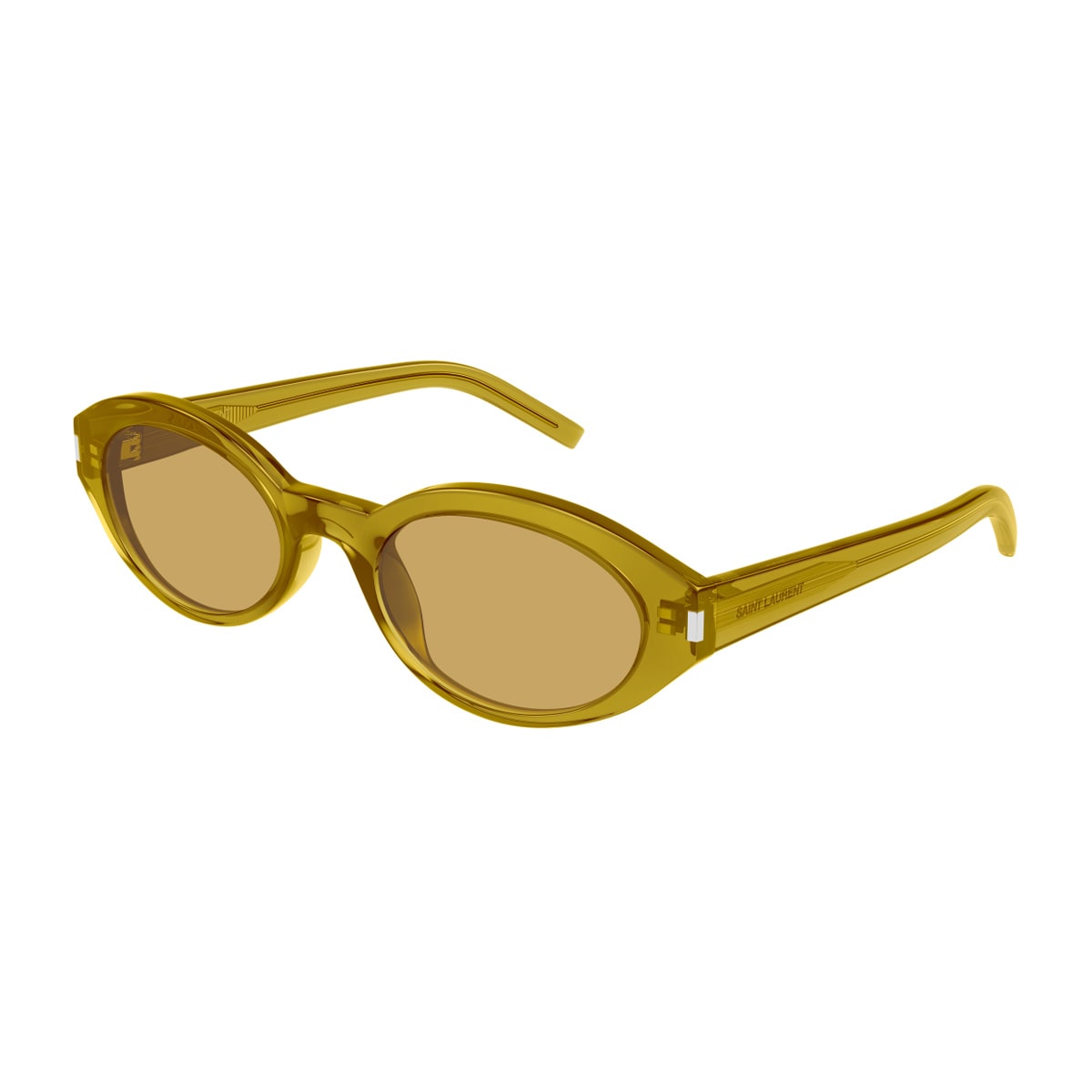 Saint Laurent Sl 567 Linea Corner Angle 004 Green Transparent Brown Sunglasses In Gold