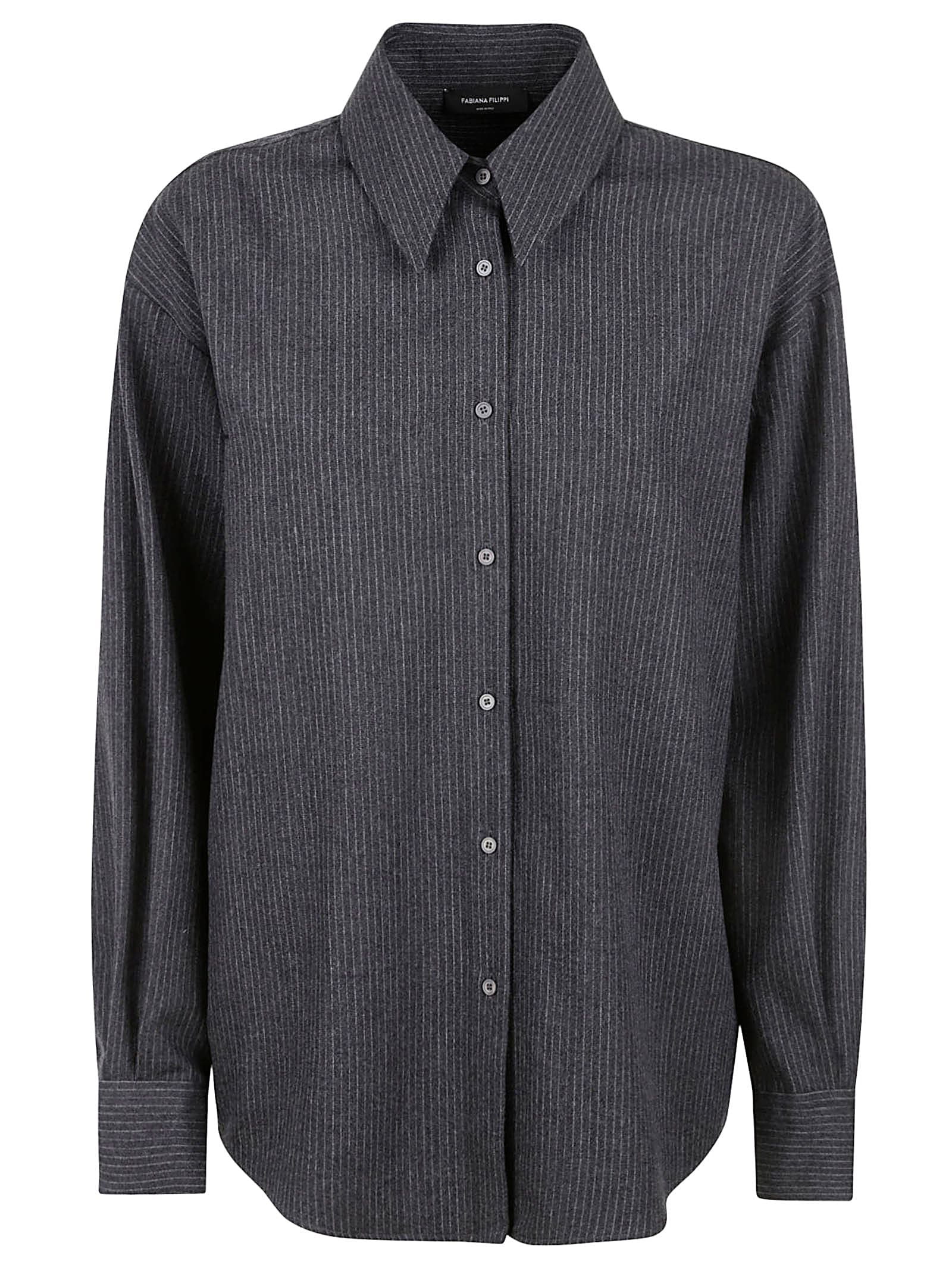 Shop Fabiana Filippi Ribbed Shirt In Anthracite