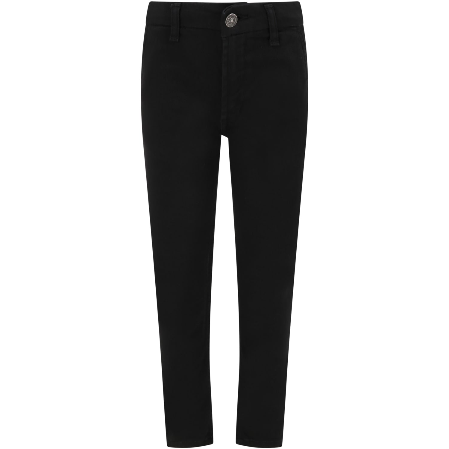 Dondup Black Trousers For Boy With Patch Logo
