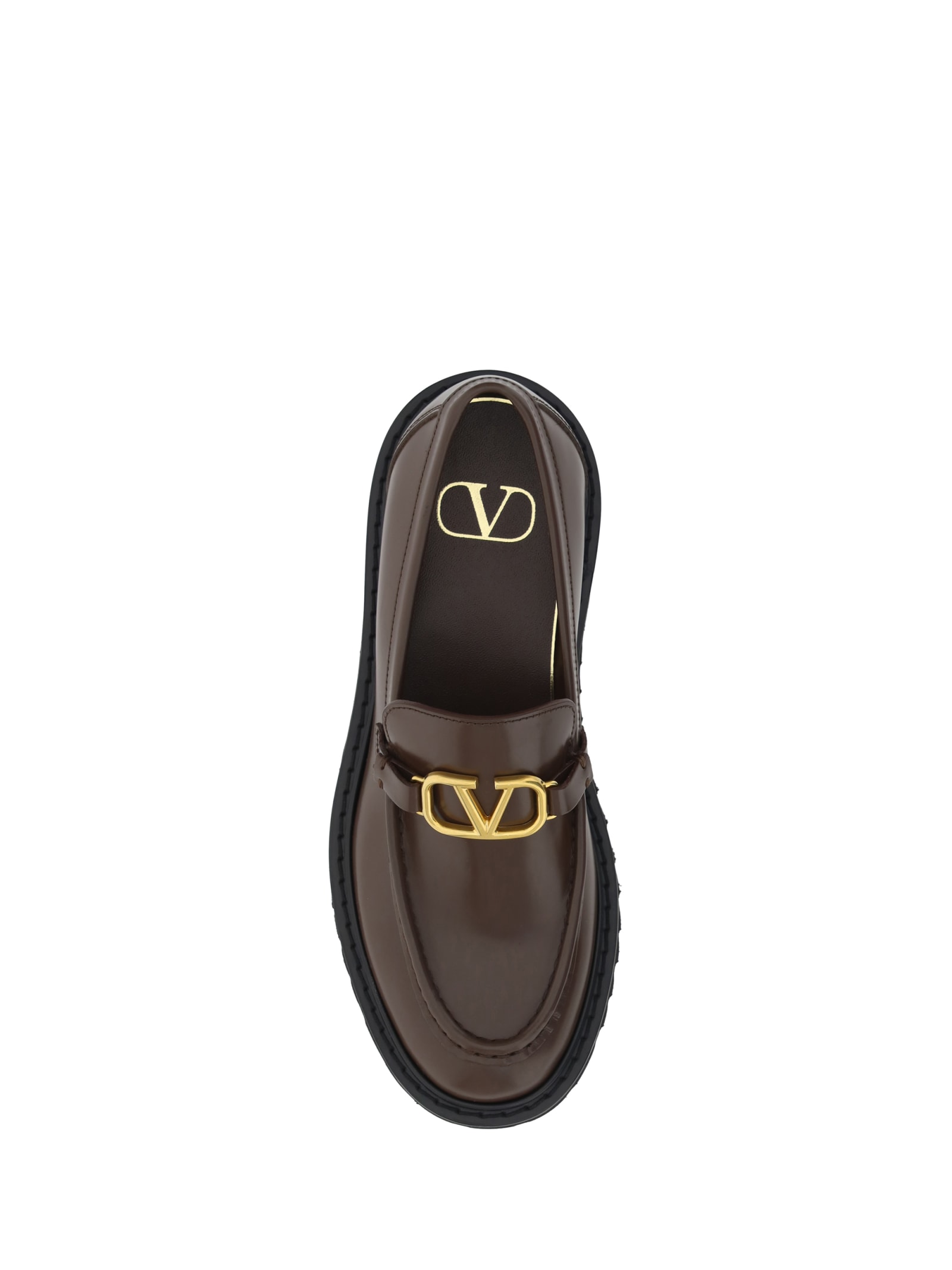 Shop Valentino Garavani Vlogo Loafers In Cacao