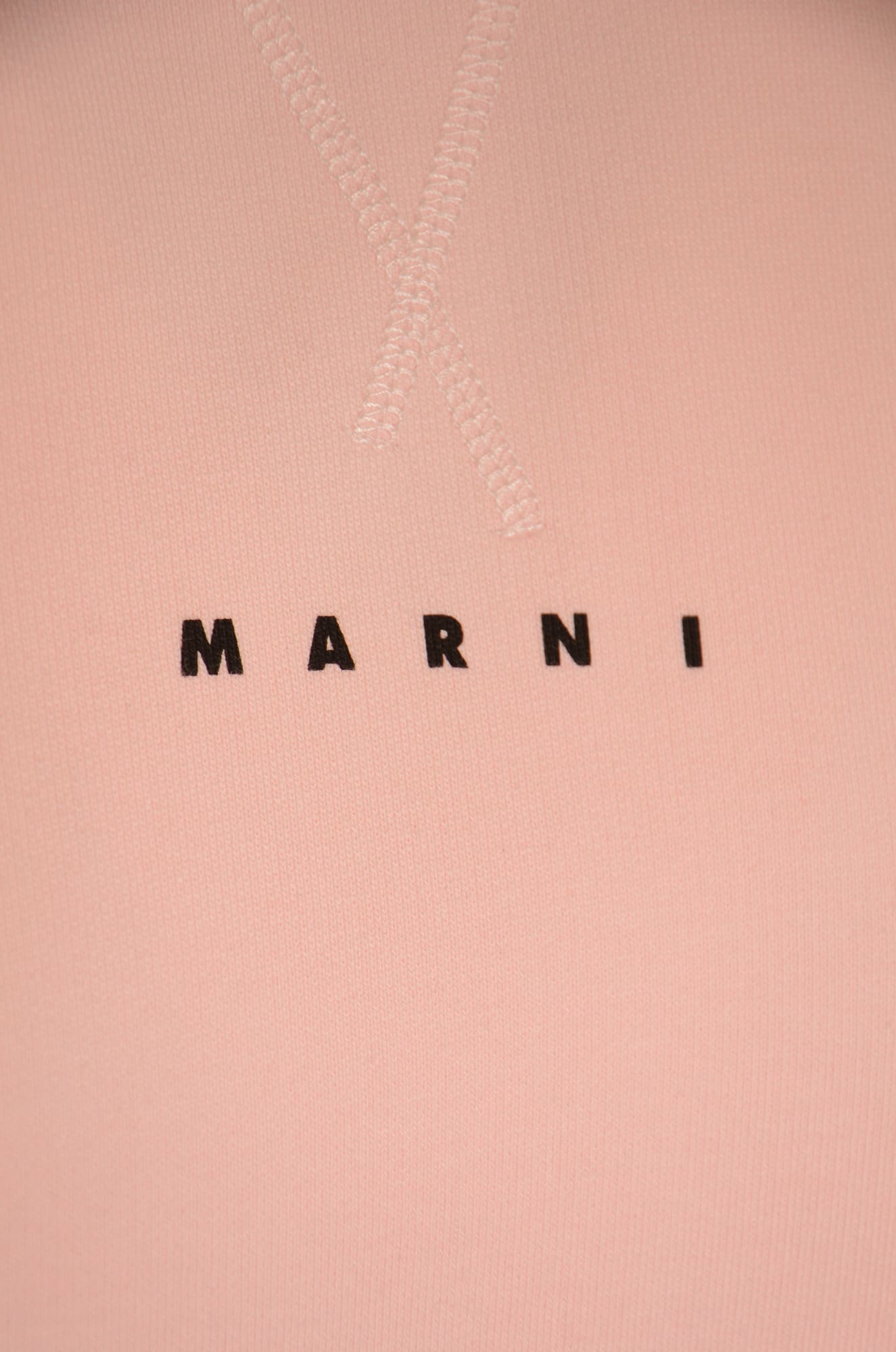 Shop Marni Drawstring Hood Logo Hoodie In Pink Gummy