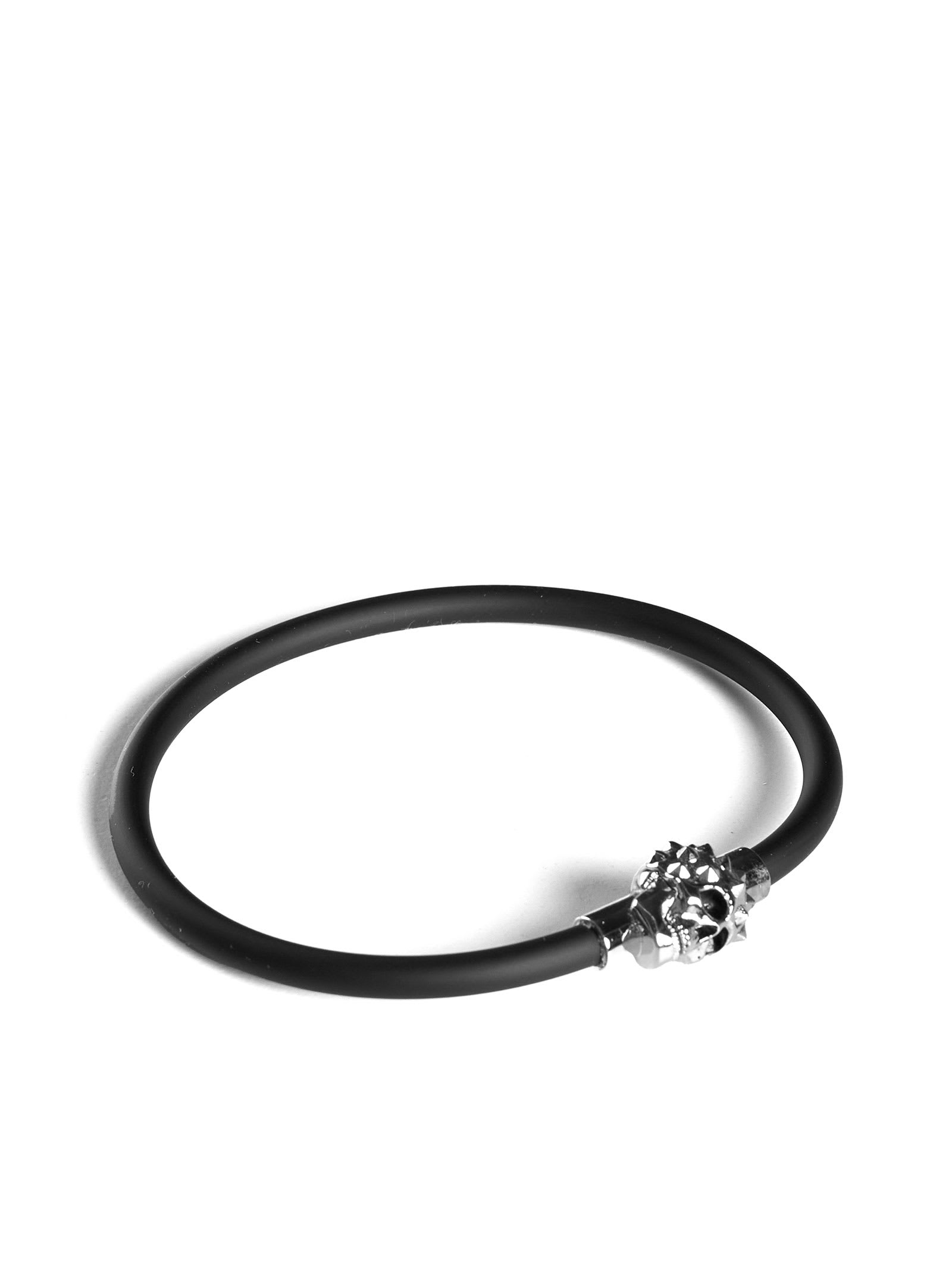 Shop Alexander Mcqueen Crystal Skull Bracelet In Black