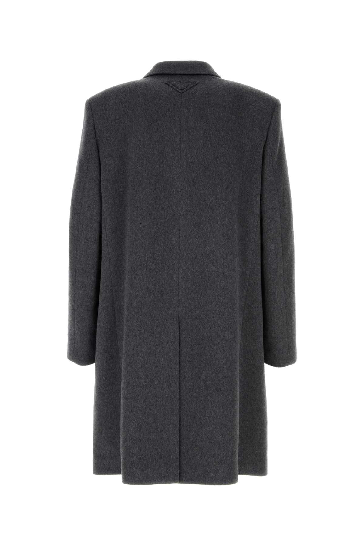 Shop Prada Grey Velour Coat In Ardesia