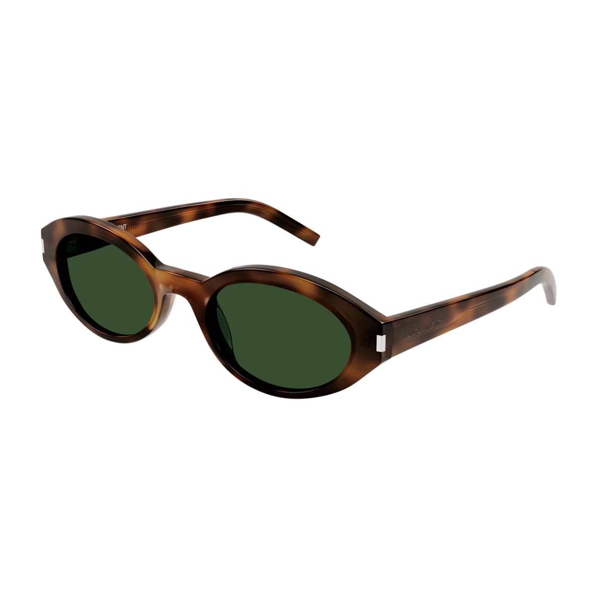 Saint Laurent Sl 567 Linea Corner Angle 002 Havana Green Sunglasses In Brown