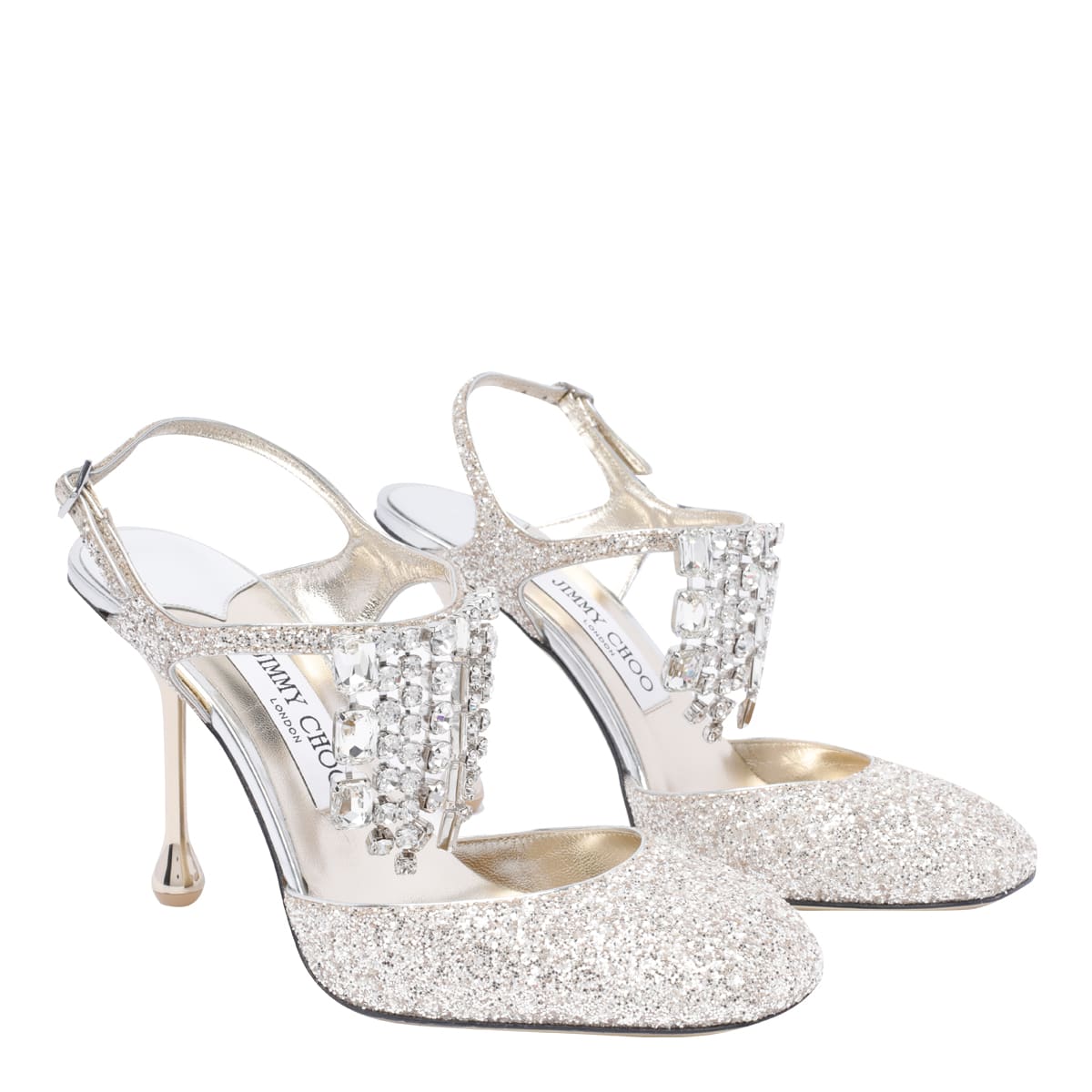 シューズ・サンダルその他 JIMMY CHOO Woman Pumps Silver VERITY95GKN SAND/CRYSTAL Verity 95 | Sand Glitter Fabric Pumps | JIMMY CHOO