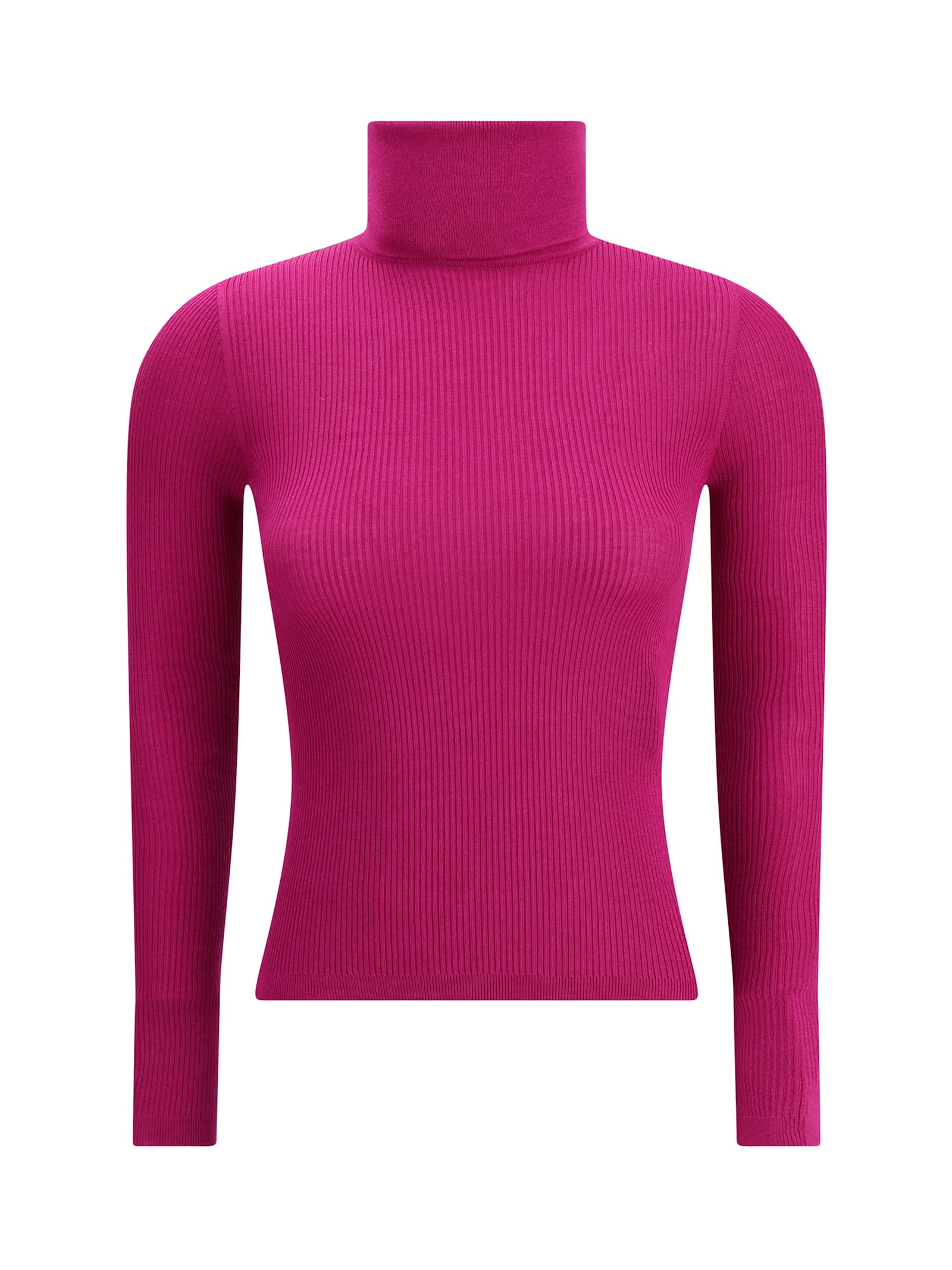 Saint Laurent Cashmere-wool Ribbed Turtleneck Sweater In Purple