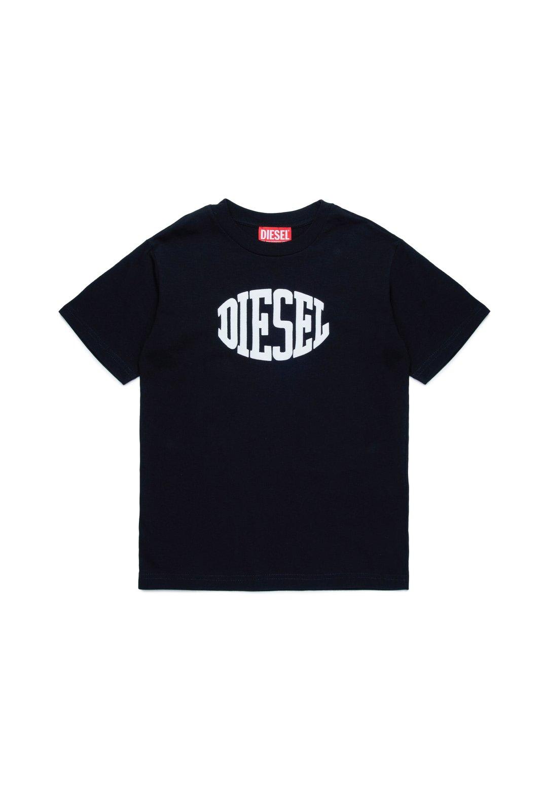 Diesel Kids' Tmust Over Logo Printed T-shirt In Black