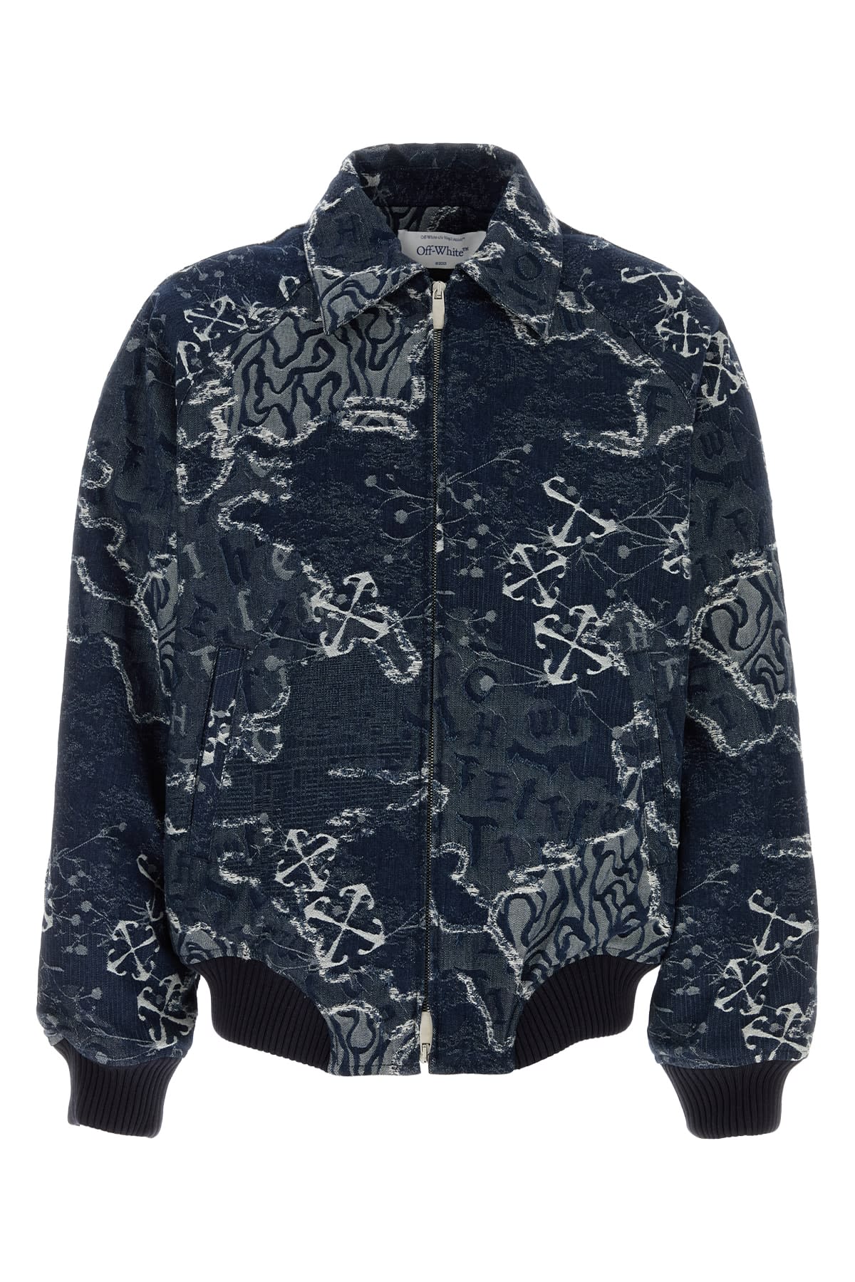 Blue Jacquard Bomber Jacket