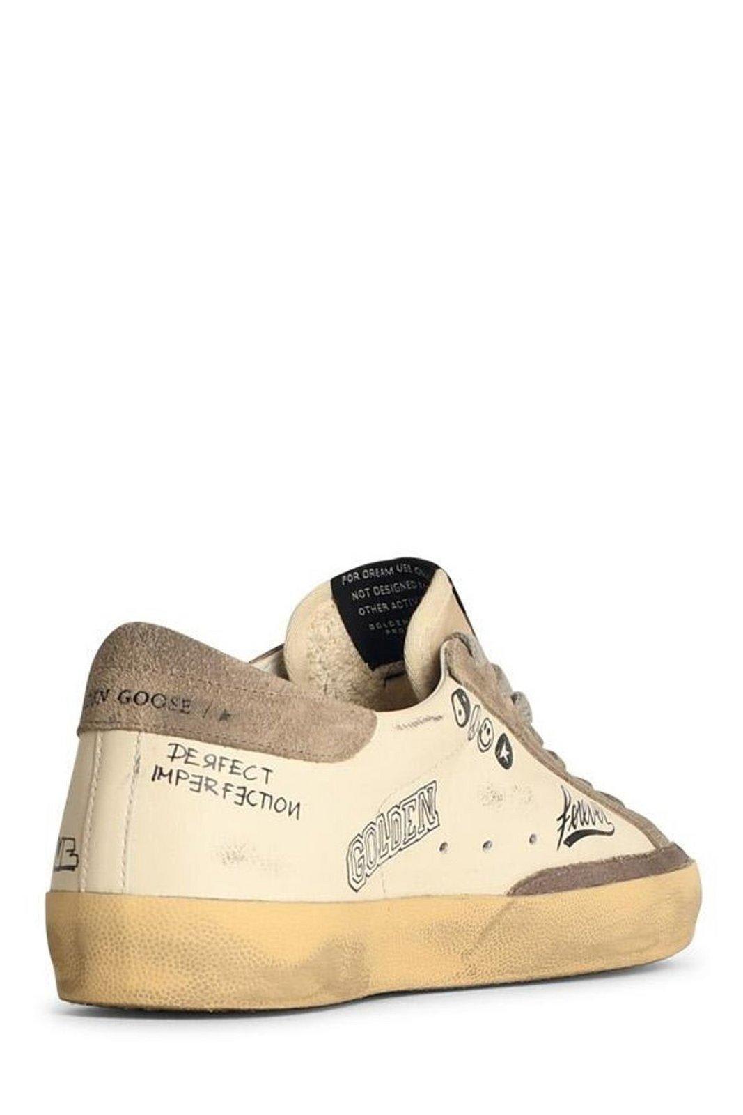 Shop Golden Goose Graphic Printed Low-top Sneakers In White