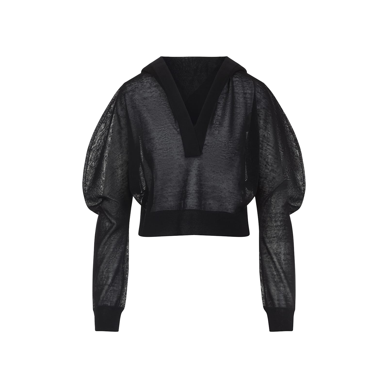 Alaïa Long-sleeved Linen And Silk Hooded Top In Black