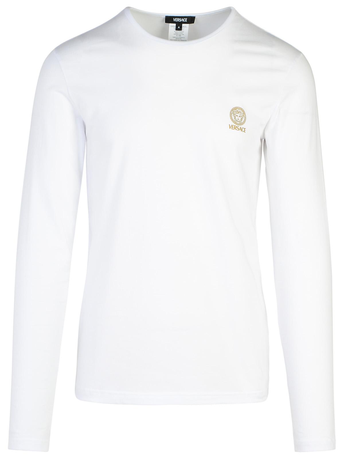 Shop Versace 2 White Cotton T-shirts Set In Bianco