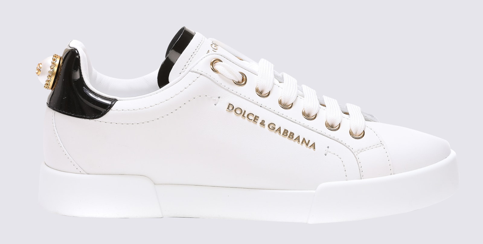 Shop Dolce & Gabbana White Leather Portofino Sneakers