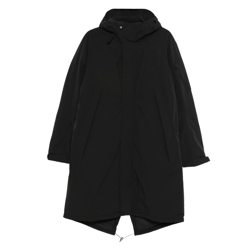 Jg1 Long Hooded Jacket Adjustable Hem In Black