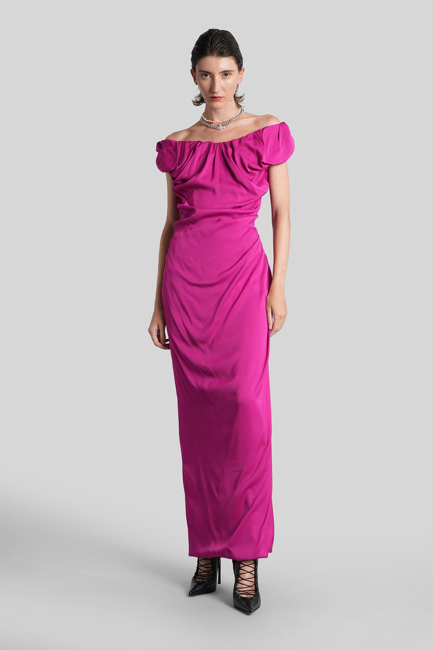 Vivienne Westwood Long Ginnie In Fuxia Viscose In Pink