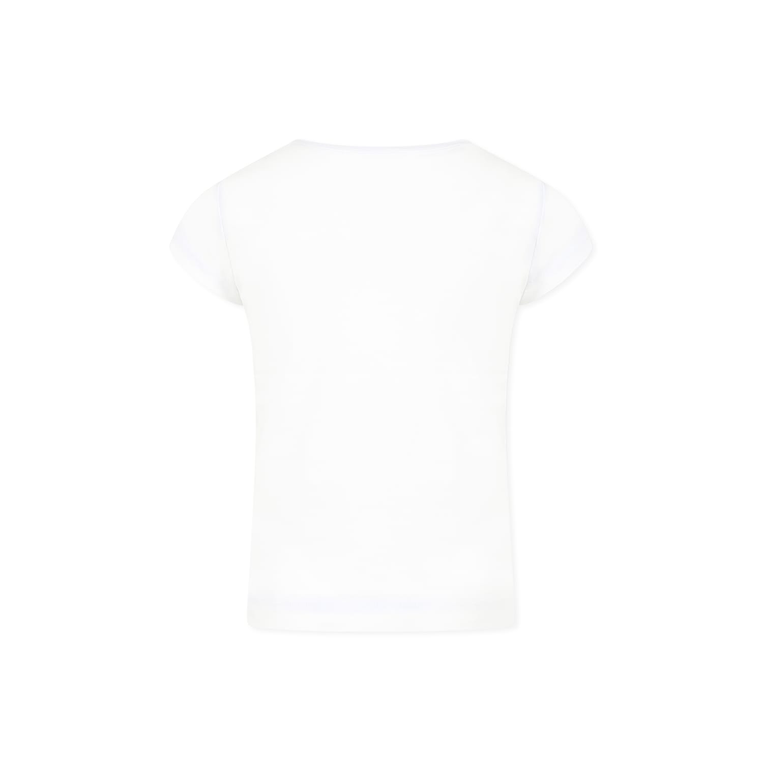 Monnalisa Embellished Racket Print T-shirt In White