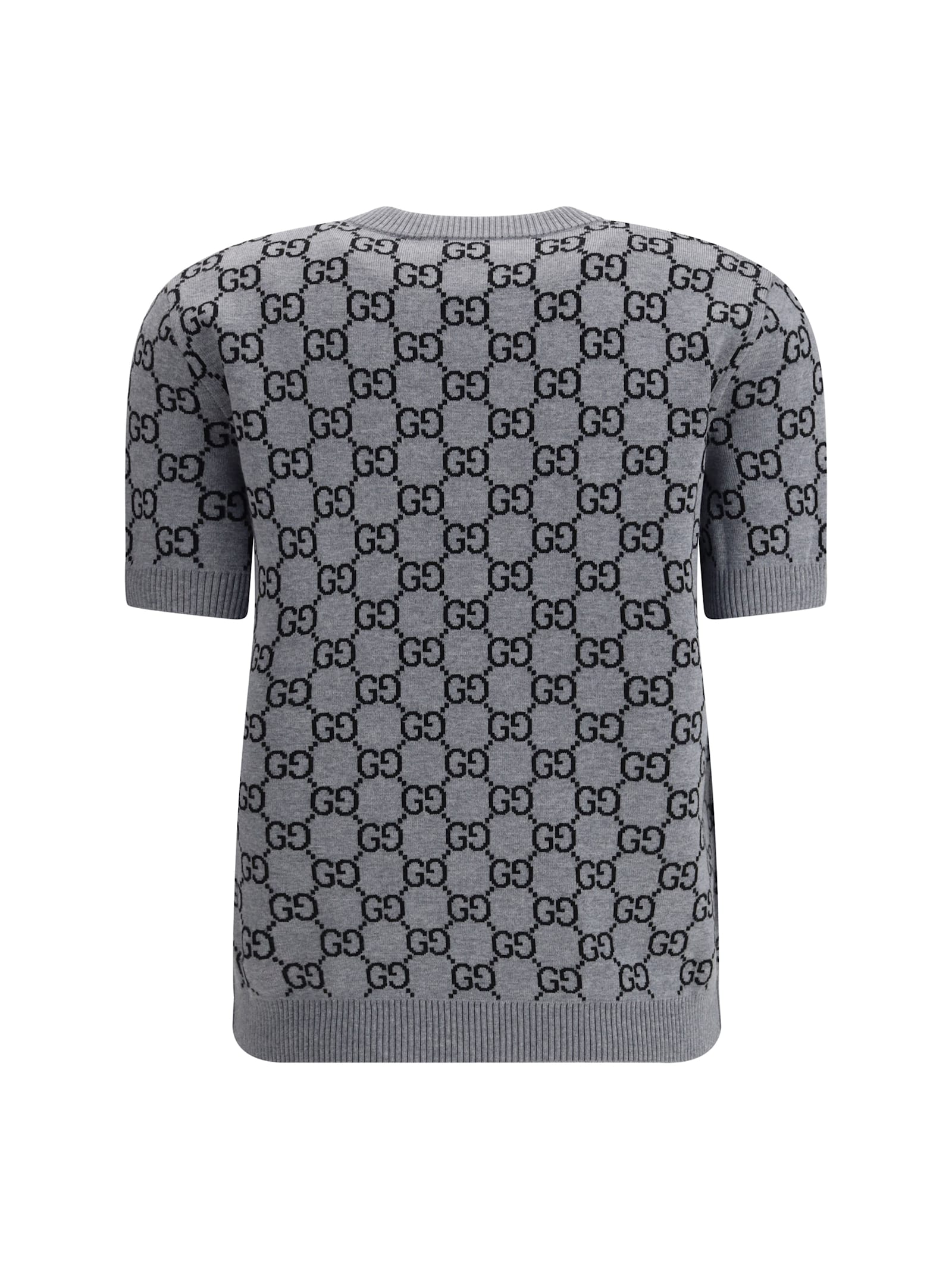 Gucci Women Gg Allover Reverible Short Sleeves Pull In Gray