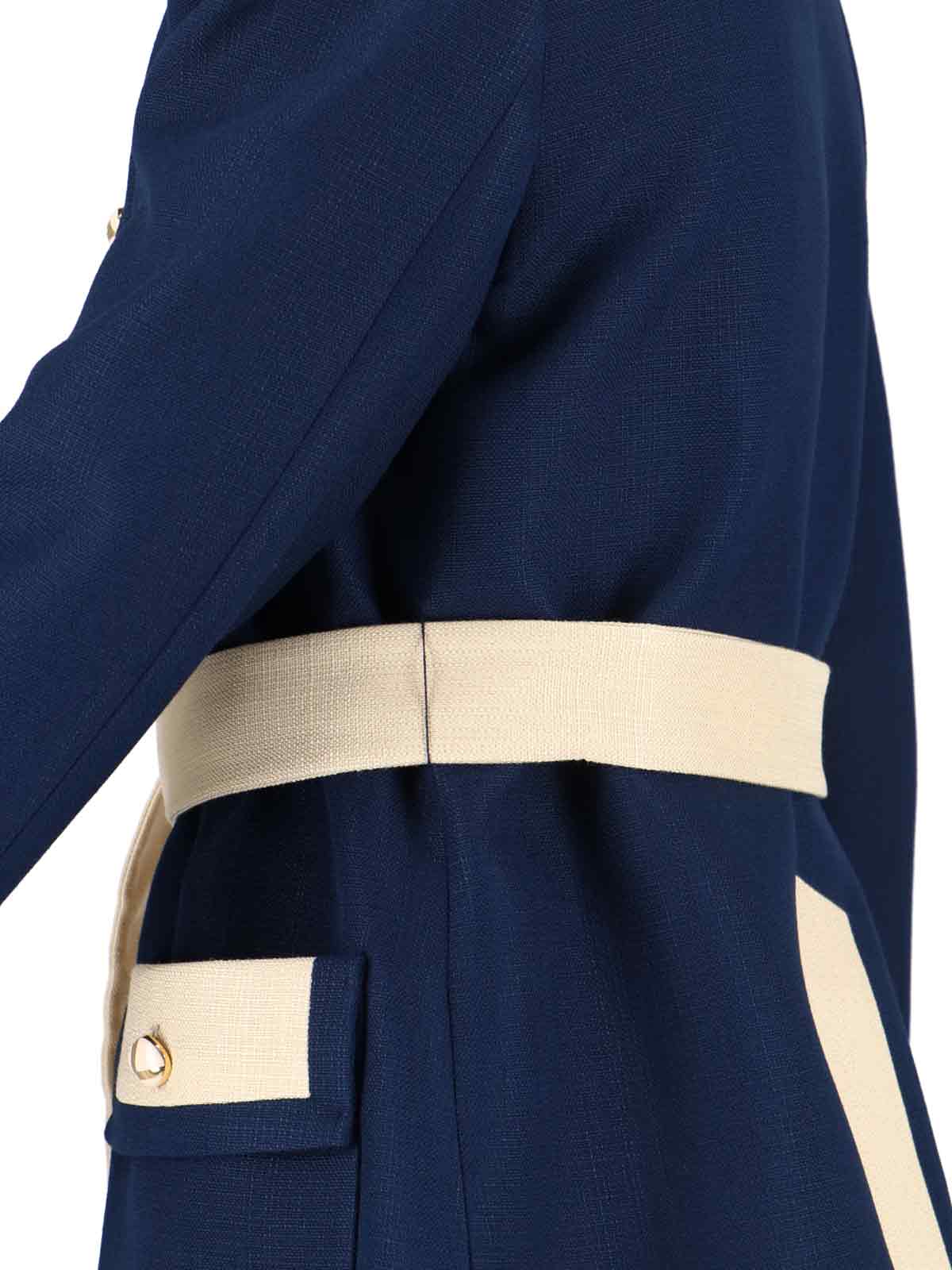 Valentino Collared Single-breasted Coat Jacket With Belted Waist In Blue