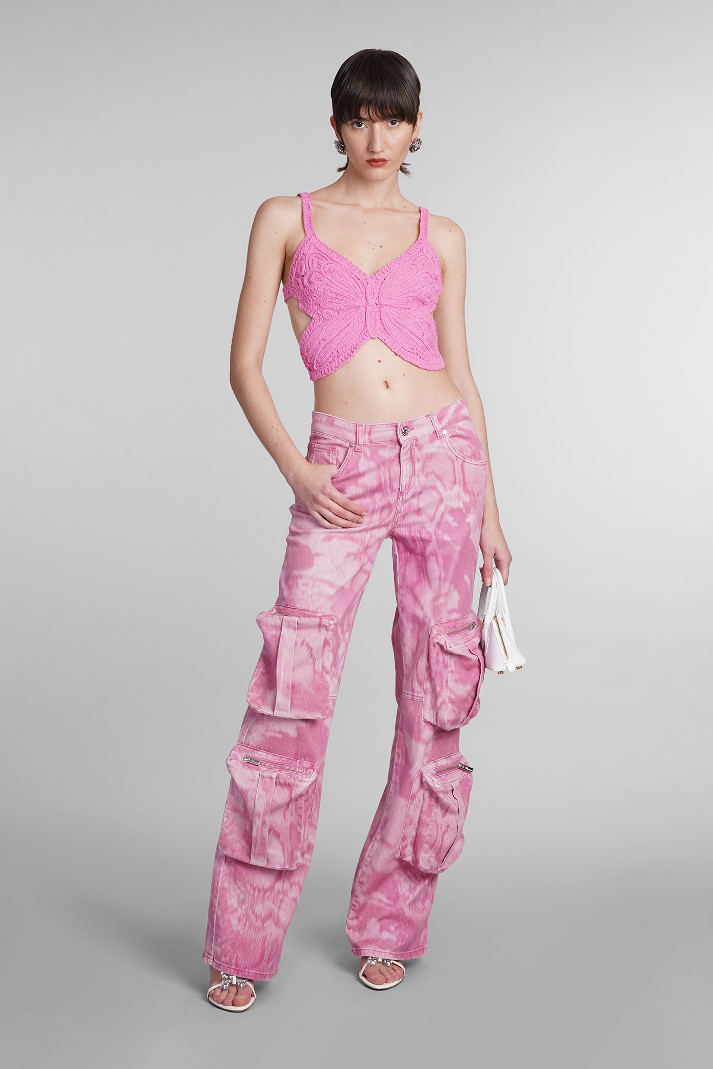 Shop Blumarine Pants In Rose-pink Cotton