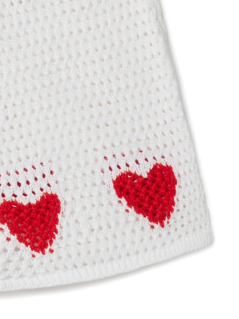 Shop Stella Mccartney White Crochet Shorts With Red Hearts