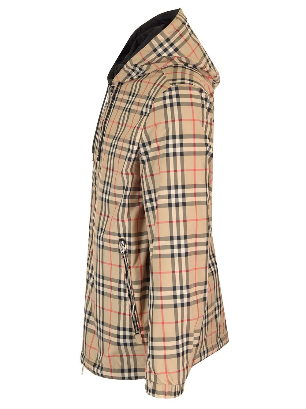 Shop Burberry Reversible Check Jacket In Beige