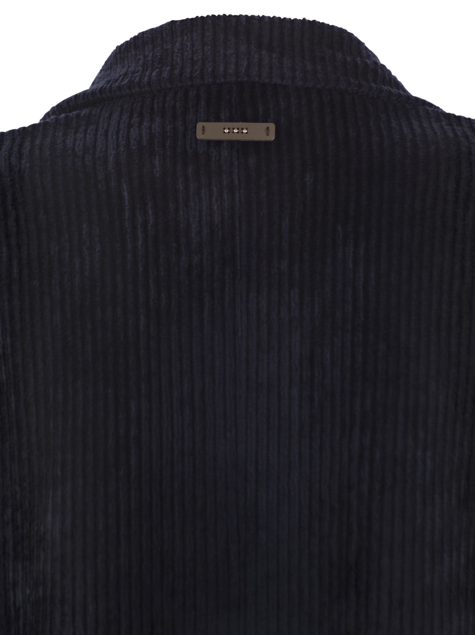 Shop Peserico Velvet Double-breasted Blazer In Navy