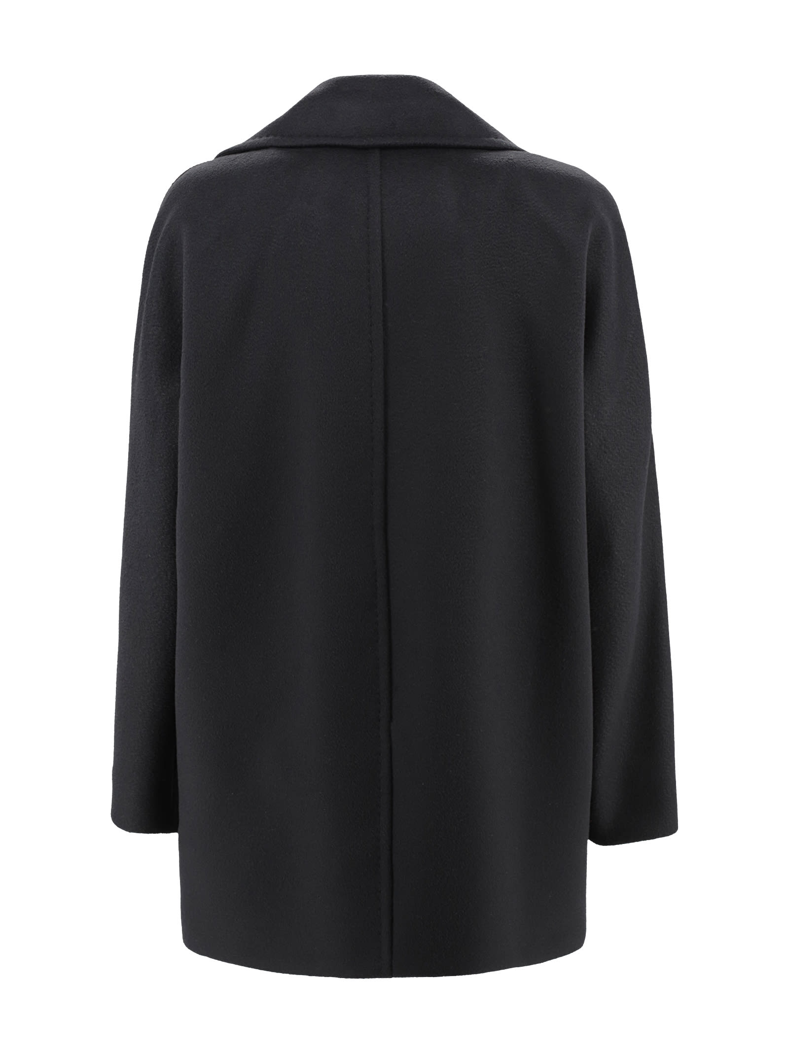 Shop Max Mara Double-breasted Wool Caban In Black